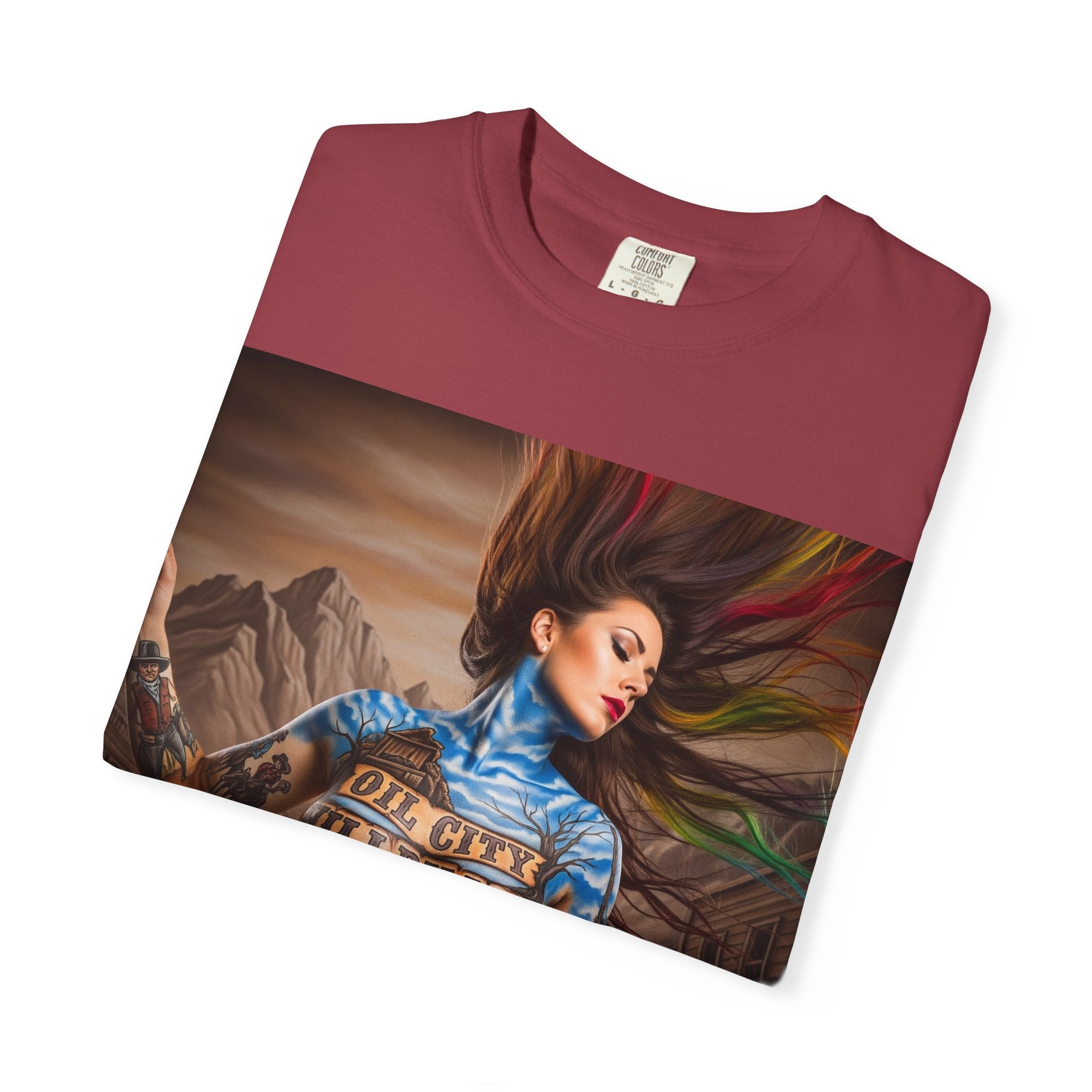 Garment-Dyed Oil City Hillbillies Tee Inspired by Southern Roots and Backwoods Culture, Bohemian T-shirt for Music Festivals, Artistic Outlaw Fashion Statement, Perfect Gift for Fans