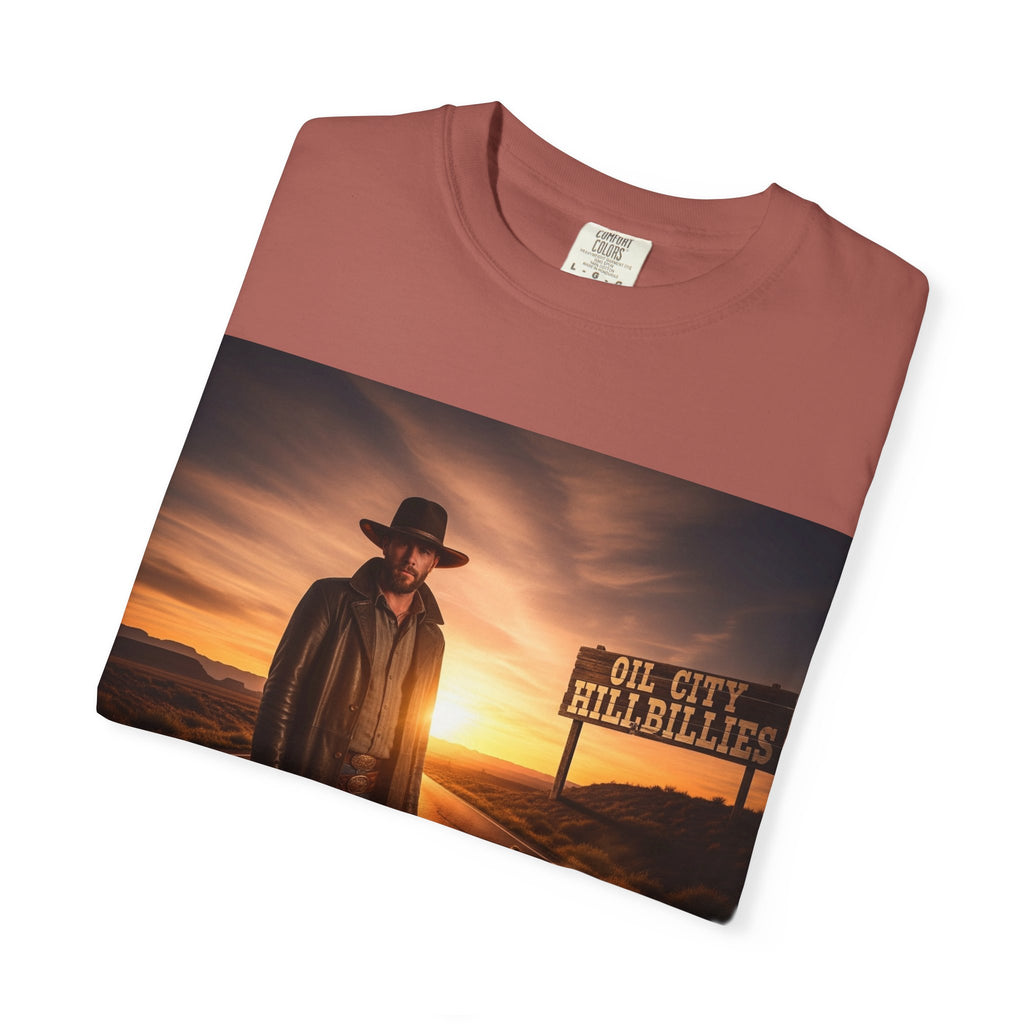 OCH Sunset Cowboy Graphic T-Shirt – Western Style Tee, Gift for Outlaw Country Fans, Casual Wear, Adventure Apparel, Unisex Fashion
