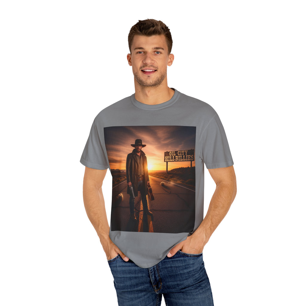 OCH Sunset Cowboy Graphic T-Shirt – Western Style Tee, Gift for Outlaw Country Fans, Casual Wear, Adventure Apparel, Unisex Fashion