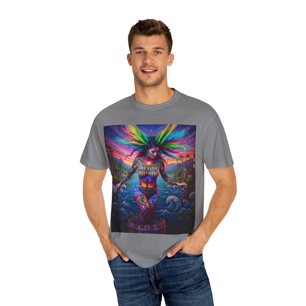 Vibrant Art T-Shirt, Oil City Hillbillies Colorful Graphic Tee, Unisex Gift, Casual Wear, Festival Shirt, Bohemian Style Apparel