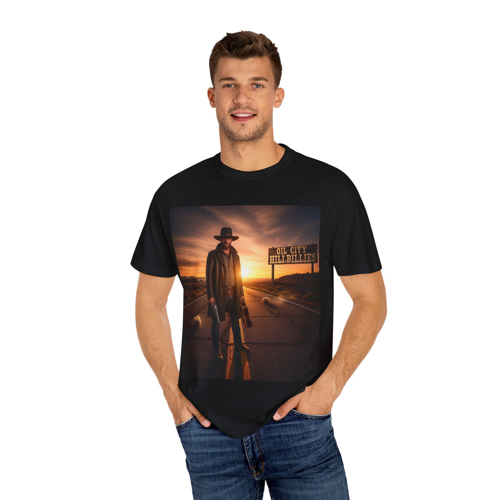 OCH Sunset Cowboy Graphic T-Shirt – Western Style Tee, Gift for Outlaw Country Fans, Casual Wear, Adventure Apparel, Unisex Fashion