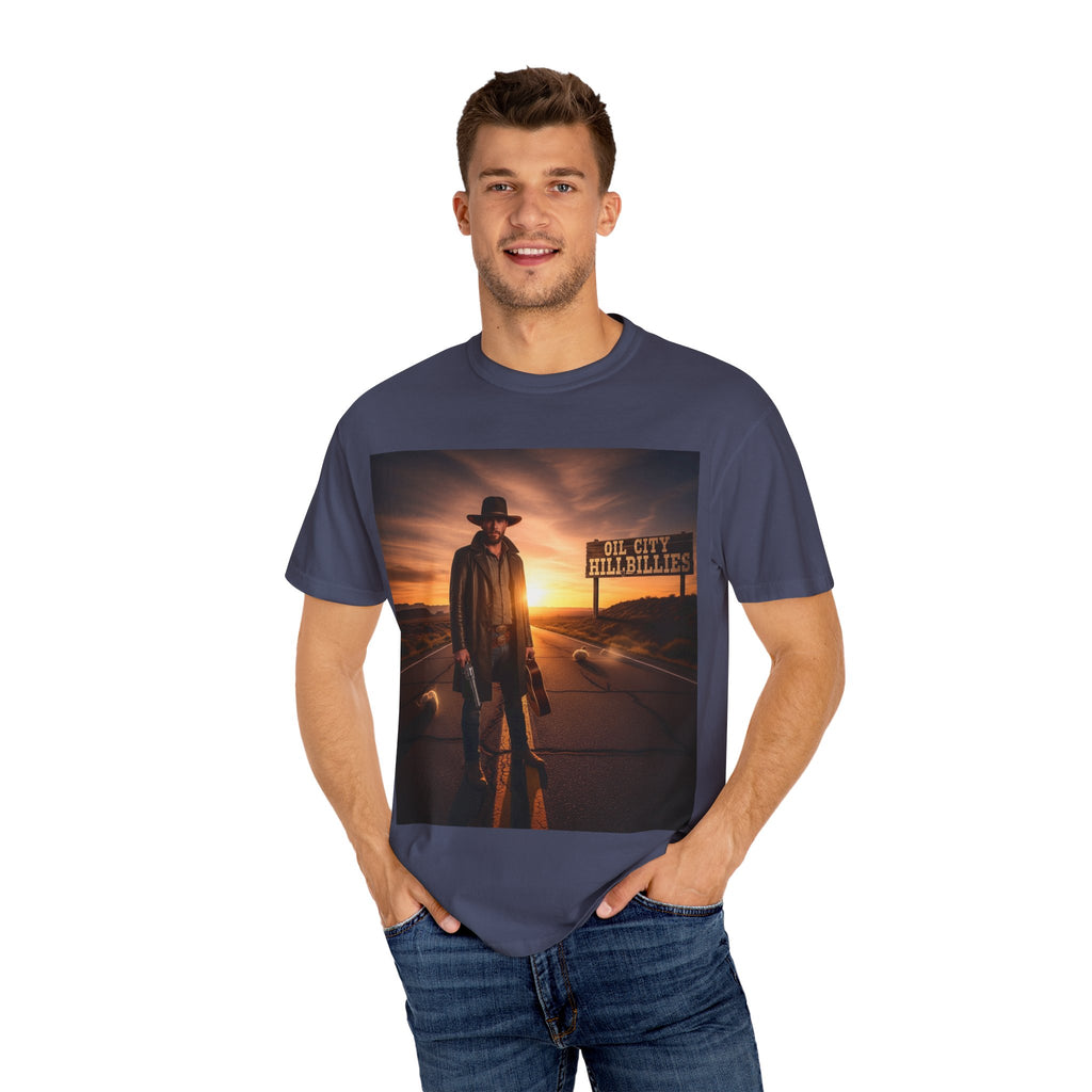 OCH Sunset Cowboy Graphic T-Shirt – Western Style Tee, Gift for Outlaw Country Fans, Casual Wear, Adventure Apparel, Unisex Fashion