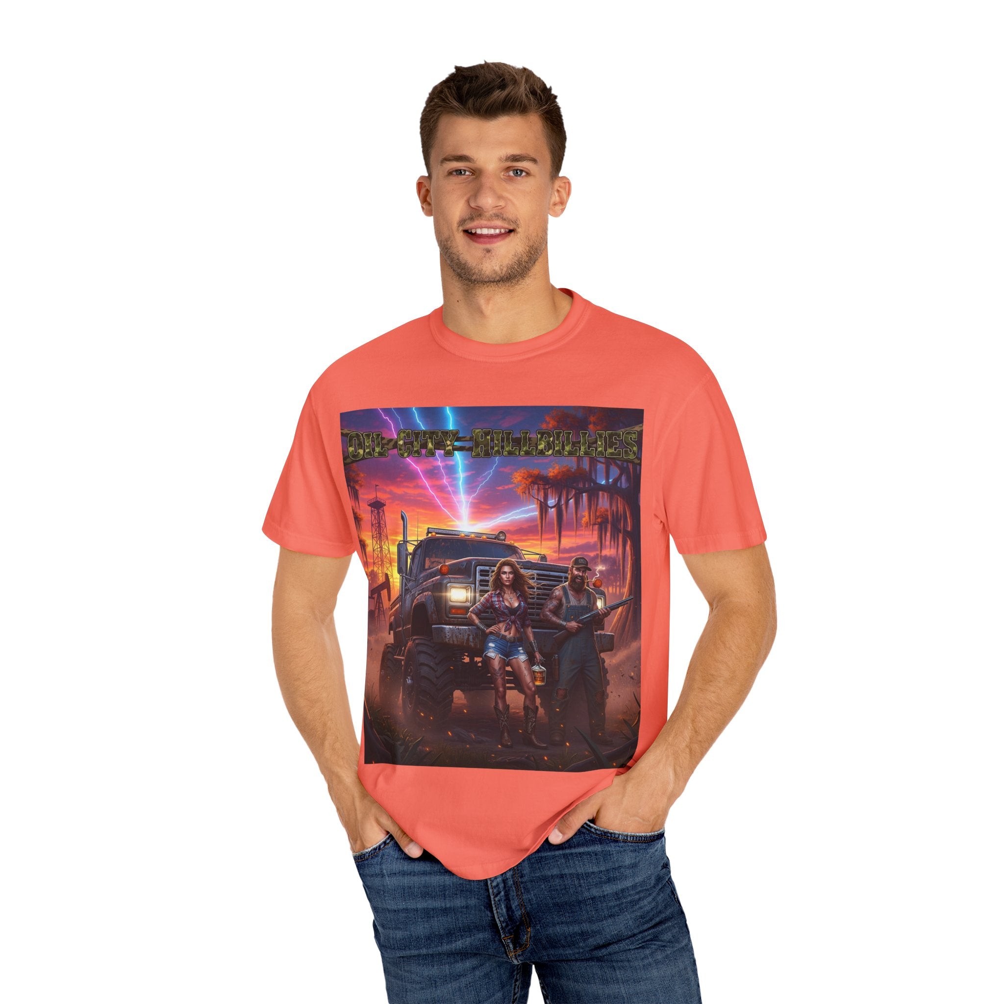 Oil City Hillbillies Adventurous Graphic T-Shirt – Fun Gift for Outdoor Lovers, Summer Vibes, Unisex Casual Wear, Adventure Shirt, Retro Band Tee