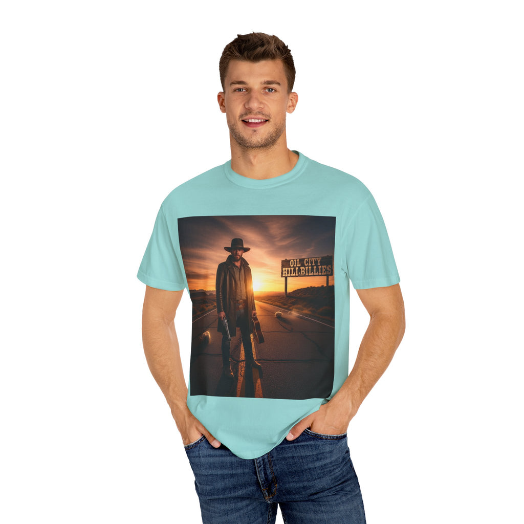 OCH Sunset Cowboy Graphic T-Shirt – Western Style Tee, Gift for Outlaw Country Fans, Casual Wear, Adventure Apparel, Unisex Fashion