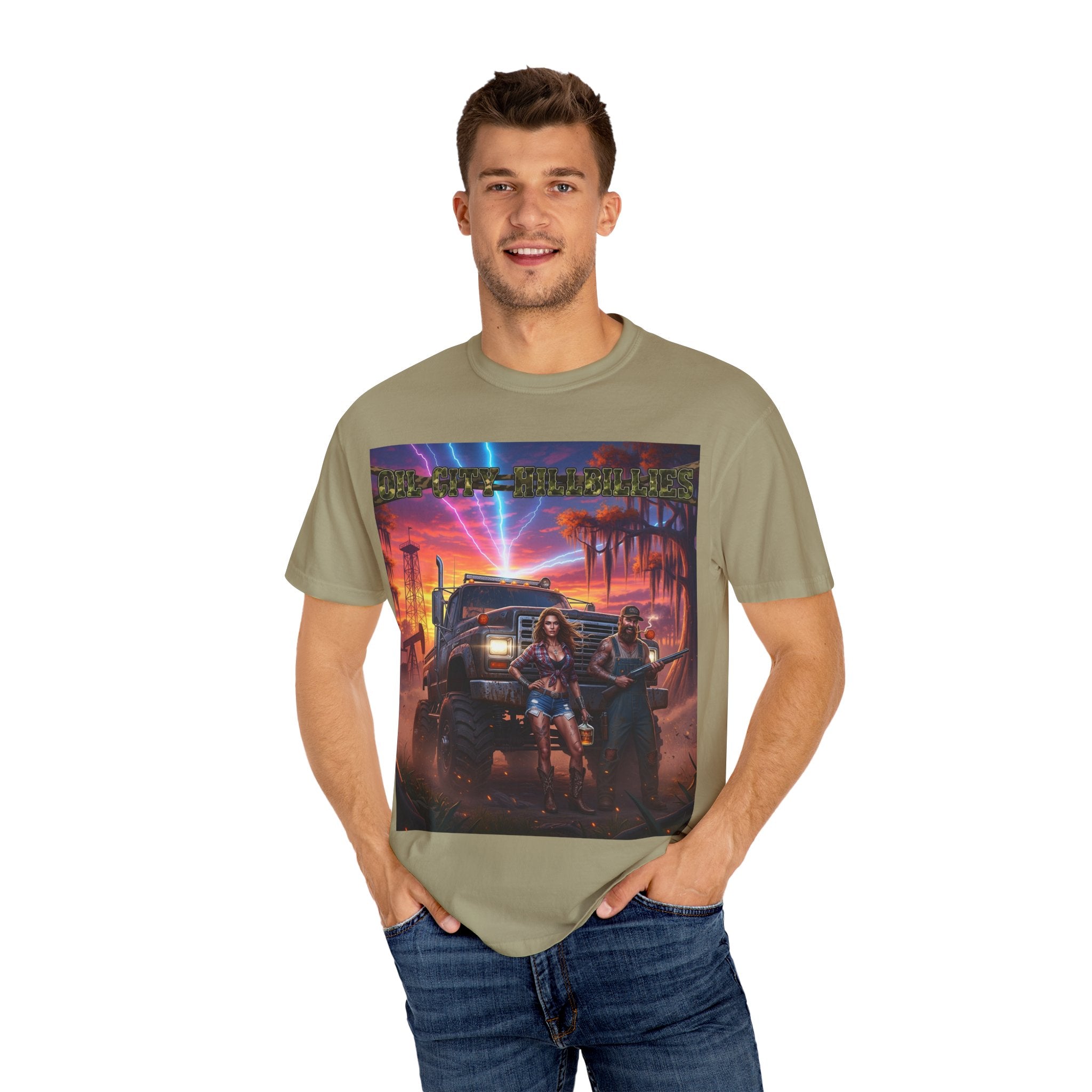 Oil City Hillbillies Adventurous Graphic T-Shirt – Fun Gift for Outdoor Lovers, Summer Vibes, Unisex Casual Wear, Adventure Shirt, Retro Band Tee