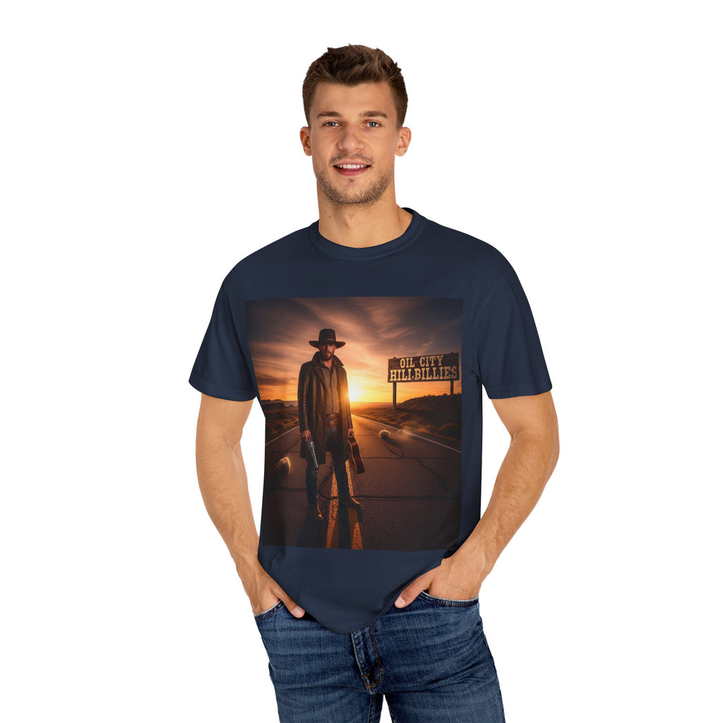 OCH Sunset Cowboy Graphic T-Shirt – Western Style Tee, Gift for Outlaw Country Fans, Casual Wear, Adventure Apparel, Unisex Fashion