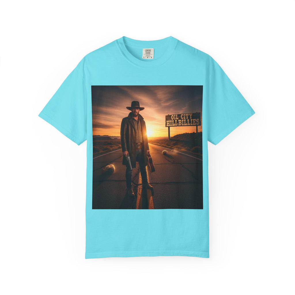 OCH Sunset Cowboy Graphic T-Shirt – Western Style Tee, Gift for Outlaw Country Fans, Casual Wear, Adventure Apparel, Unisex Fashion