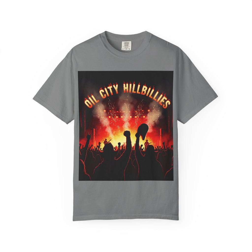 Oil City Hillbillies Concert Tee – Unisex Garment-Dyed T-Shirt, Music Festival Shirt, Country Music Lover Gift, Retro Graphic Band Tee, Southern Outlaw Merch