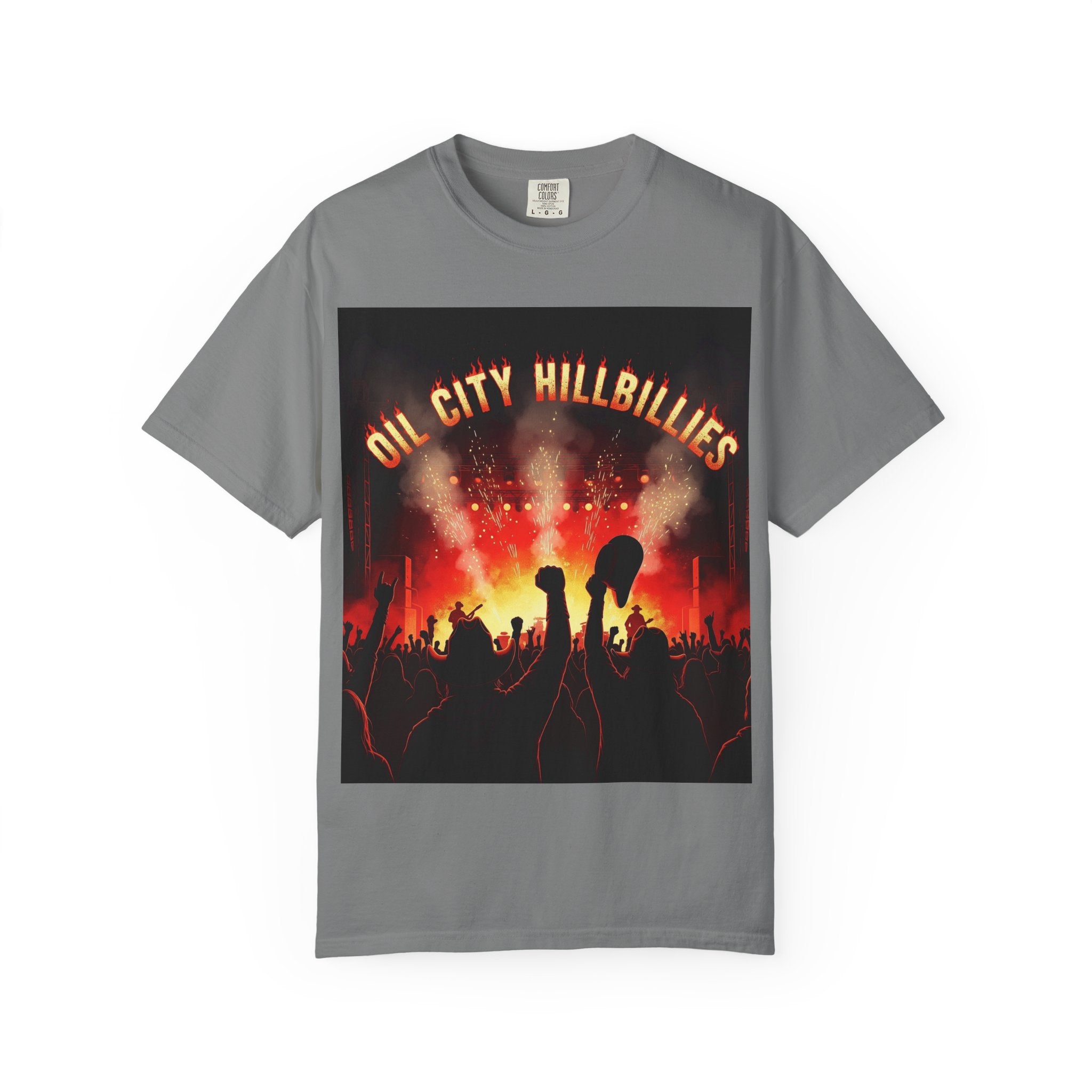Oil City Hillbillies Concert Tee – Unisex Garment-Dyed T-Shirt, Music Festival Shirt, Country Music Lover Gift, Retro Graphic Band Tee, Southern Outlaw Merch