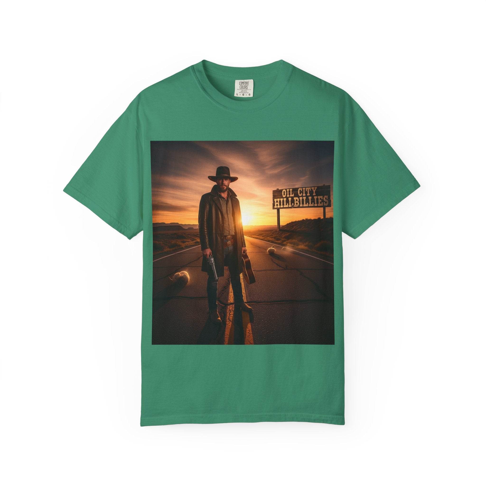 OCH Sunset Cowboy Graphic T-Shirt – Western Style Tee, Gift for Outlaw Country Fans, Casual Wear, Adventure Apparel, Unisex Fashion