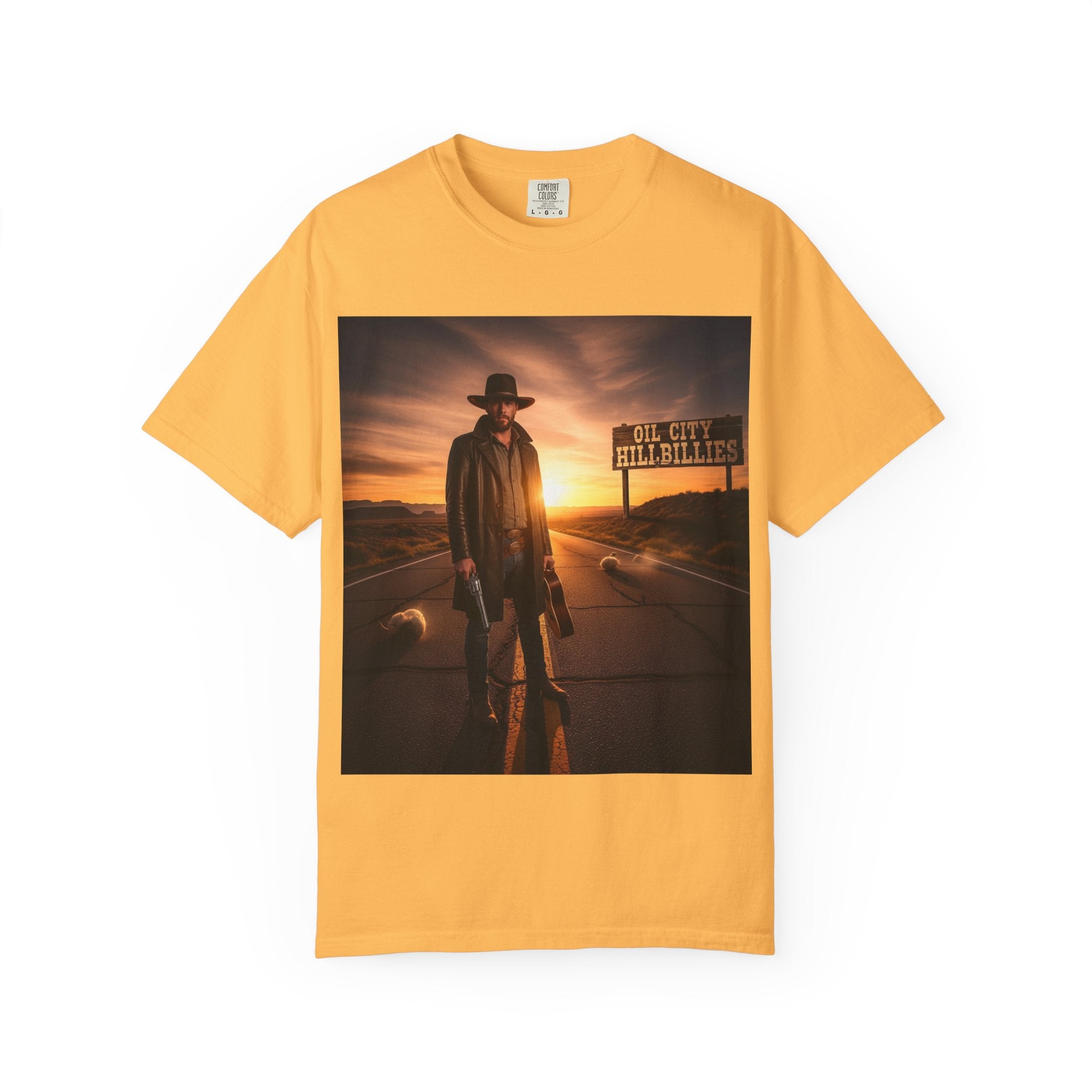 OCH Sunset Cowboy Graphic T-Shirt – Western Style Tee, Gift for Outlaw Country Fans, Casual Wear, Adventure Apparel, Unisex Fashion
