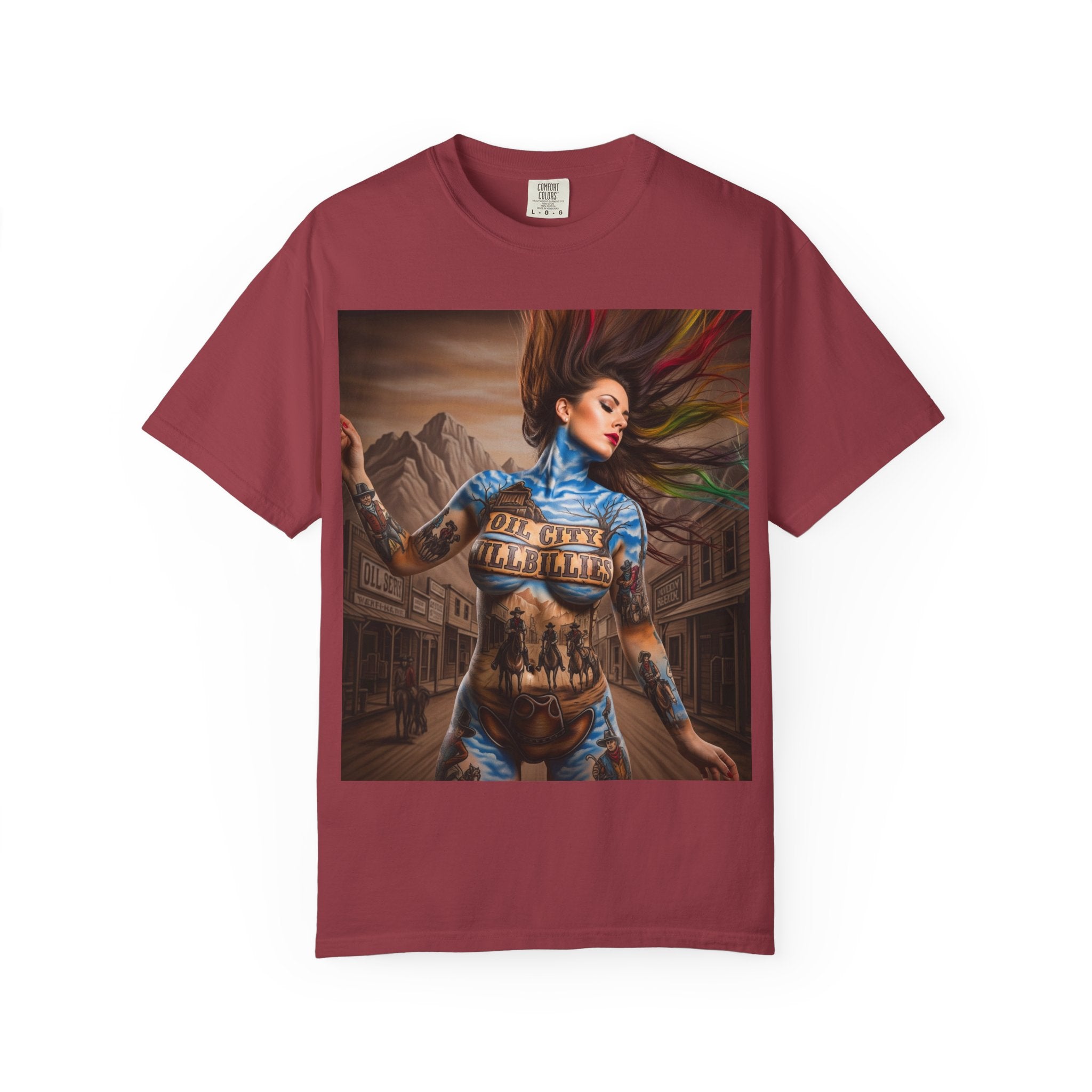 Garment-Dyed Oil City Hillbillies Tee Inspired by Southern Roots and Backwoods Culture, Bohemian T-shirt for Music Festivals, Artistic Outlaw Fashion Statement, Perfect Gift for Fans