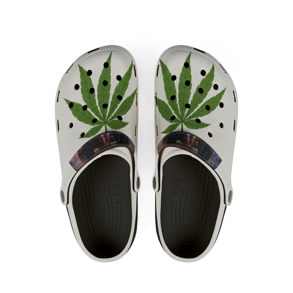 "OC Hillbillies Blaze Trail Clogs - Official Swag with Marijuana Leaf Design"