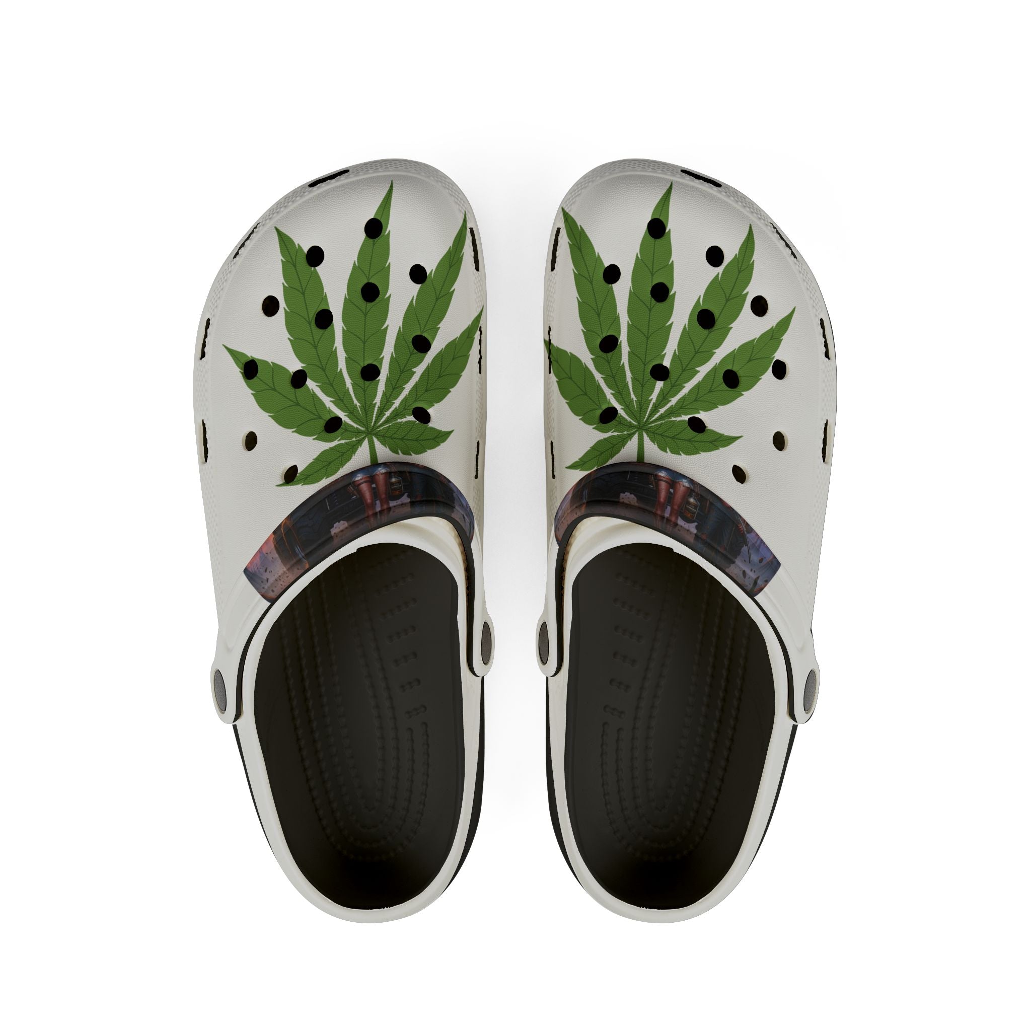 "OC Hillbillies Blaze Trail Clogs - Official Swag with Marijuana Leaf Design"