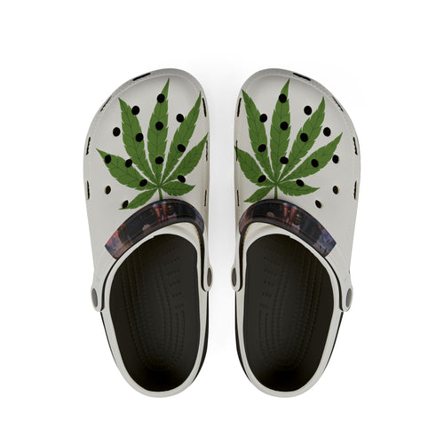 "OC Hillbillies Blaze Trail Clogs - Official Swag with Marijuana Leaf Design"