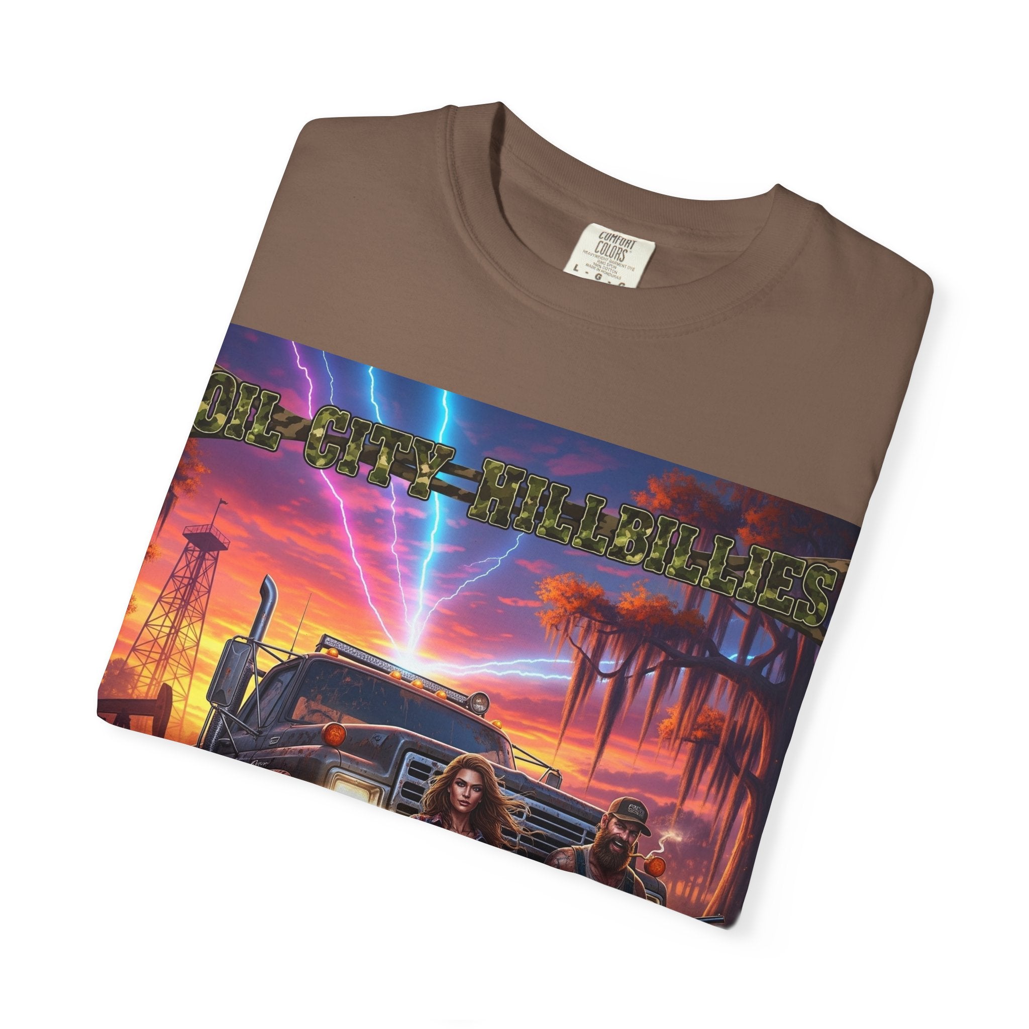 Oil City Hillbillies Adventurous Graphic T-Shirt – Fun Gift for Outdoor Lovers, Summer Vibes, Unisex Casual Wear, Adventure Shirt, Retro Band Tee