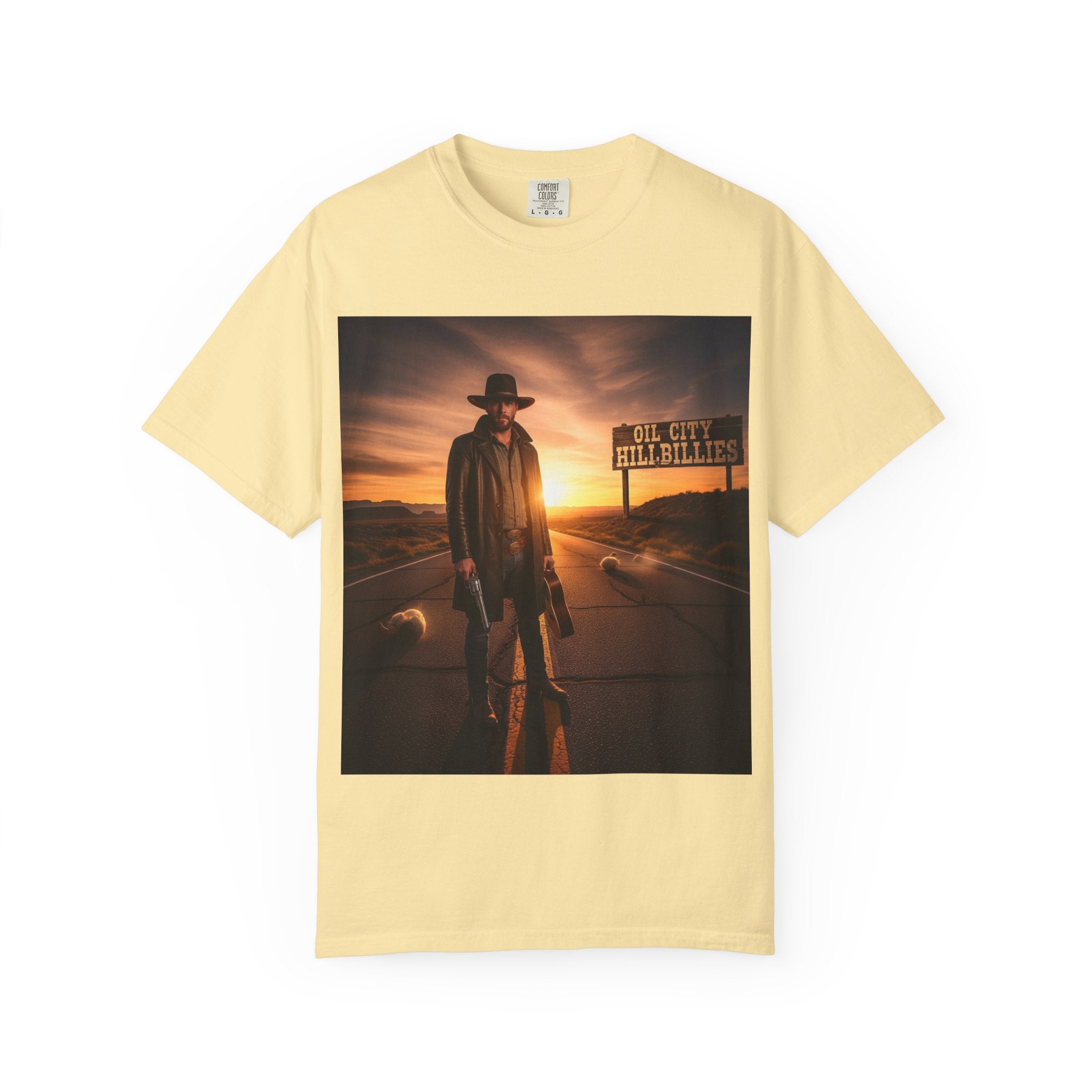 OCH Sunset Cowboy Graphic T-Shirt – Western Style Tee, Gift for Outlaw Country Fans, Casual Wear, Adventure Apparel, Unisex Fashion