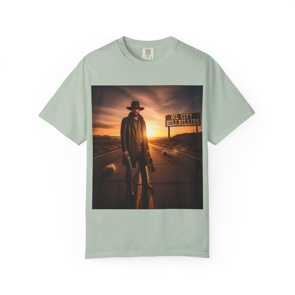 OCH Sunset Cowboy Graphic T-Shirt – Western Style Tee, Gift for Outlaw Country Fans, Casual Wear, Adventure Apparel, Unisex Fashion