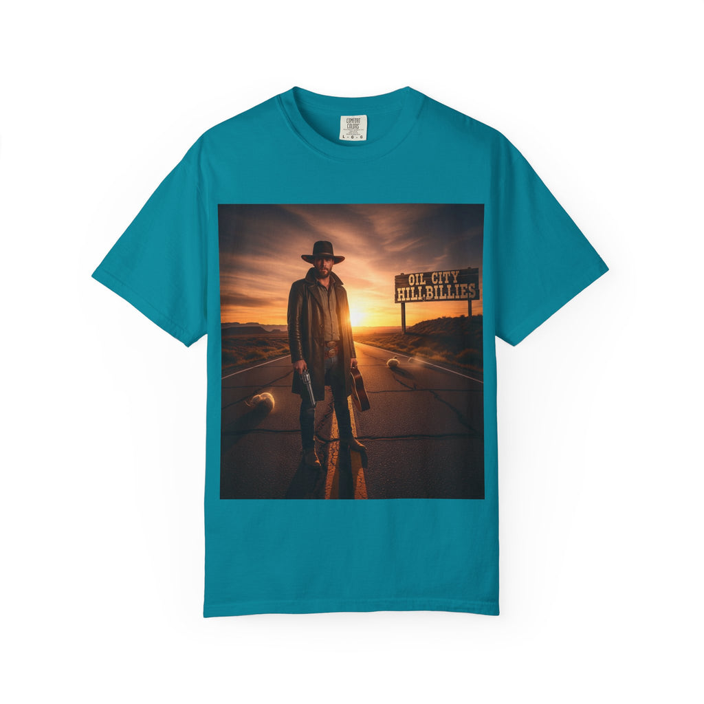 OCH Sunset Cowboy Graphic T-Shirt – Western Style Tee, Gift for Outlaw Country Fans, Casual Wear, Adventure Apparel, Unisex Fashion