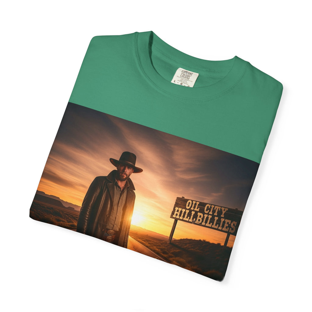 OCH Sunset Cowboy Graphic T-Shirt – Western Style Tee, Gift for Outlaw Country Fans, Casual Wear, Adventure Apparel, Unisex Fashion