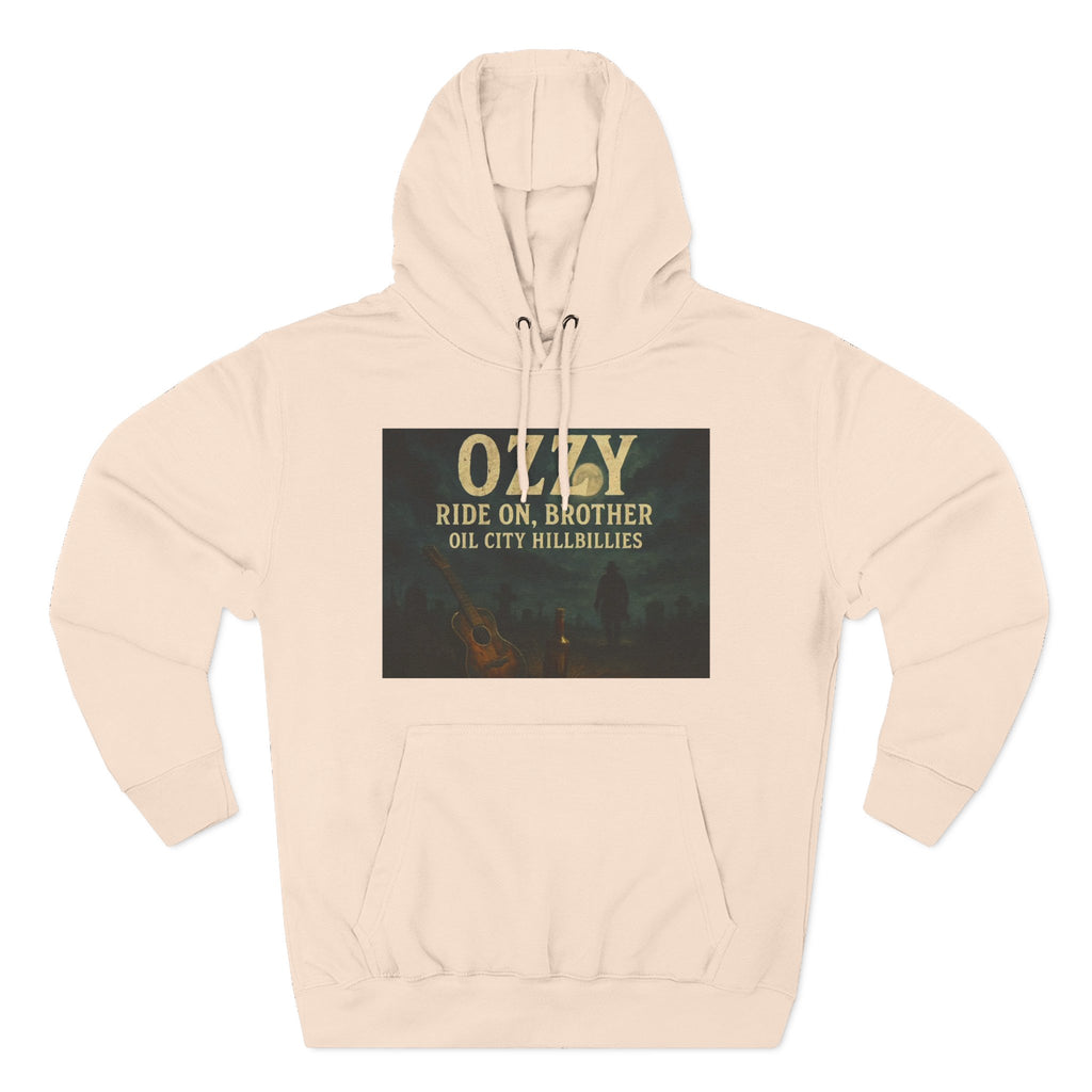 Ozzy-Inspired Oil City Hillbillies Three-Panel Fleece Hoodie, Cozy Layer for Music Lovers, Perfect Gift for Concert Goers, Ideal for Casual Outings, Great for Rock & Country Fans
