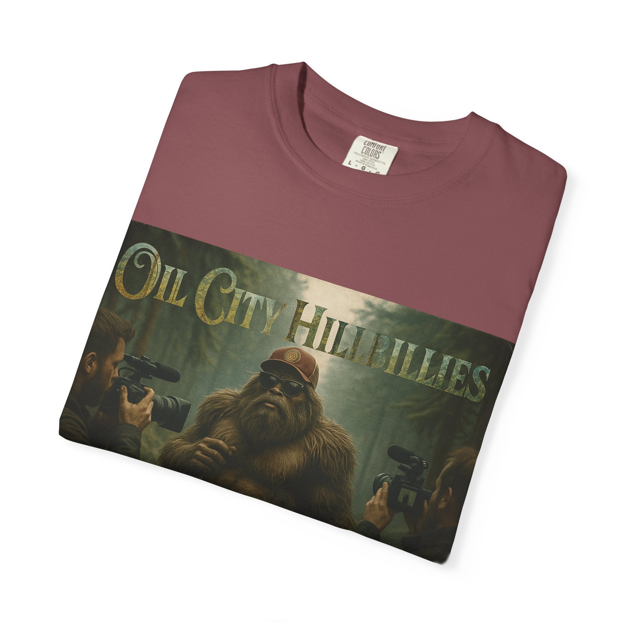Oil City Hillbillies Unisex T-Shirt, Vintage Style Tee, Bigfoot Humor, Casual Wear, Gift for Nature Lovers, Fun Weekend Shirt