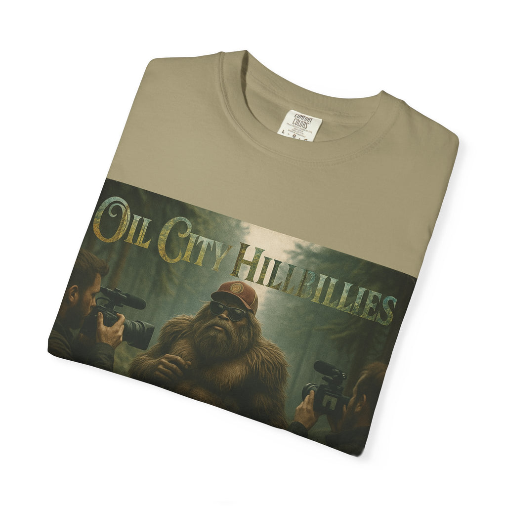 Oil City Hillbillies Unisex T-Shirt, Vintage Style Tee, Bigfoot Humor, Casual Wear, Gift for Nature Lovers, Fun Weekend Shirt