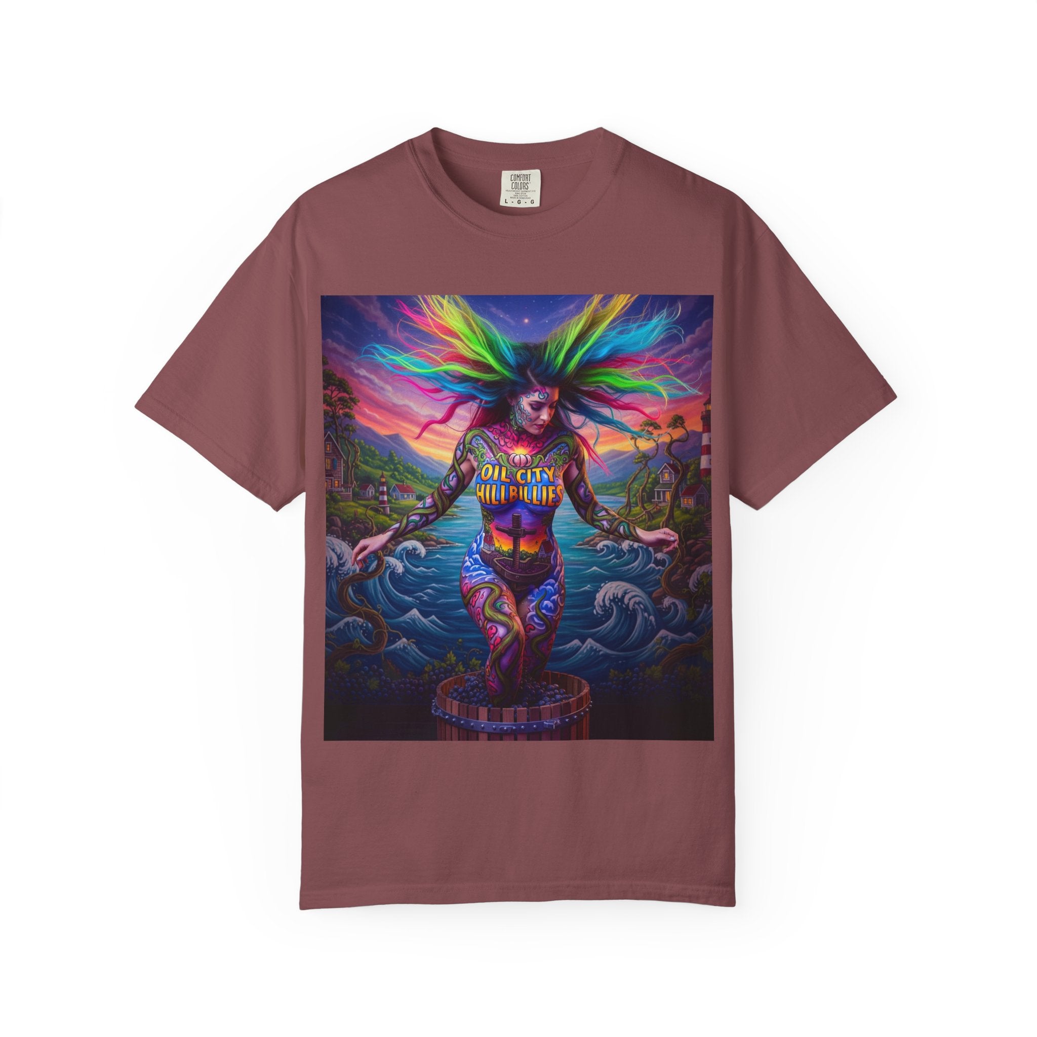 Vibrant Art T-Shirt, Oil City Hillbillies Colorful Graphic Tee, Unisex Gift, Casual Wear, Festival Shirt, Bohemian Style Apparel