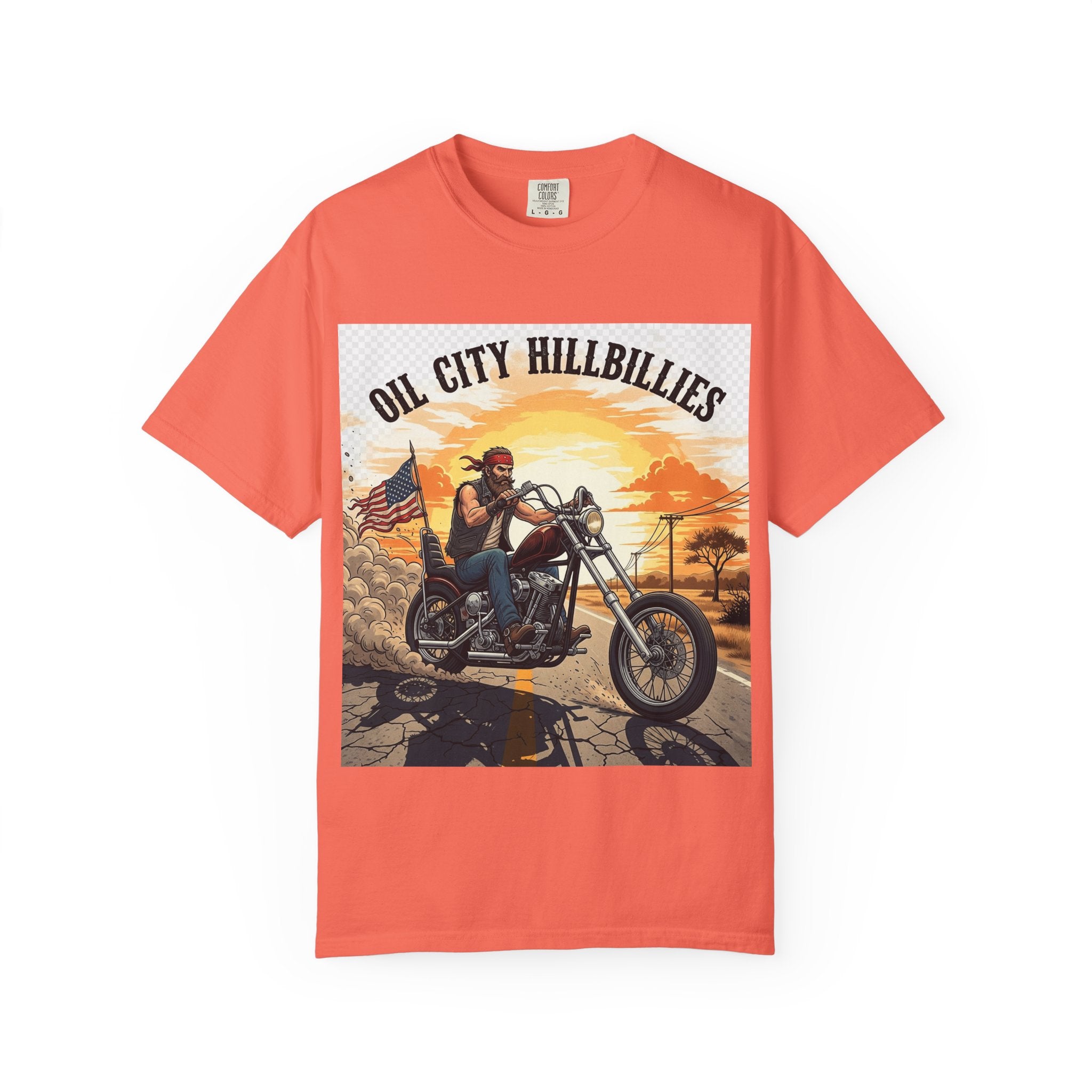 Oil City Hillbillies Motorcycle T-Shirt, Unisex Garment-Dyed Tee for Bikers, Vintage Style Gift, Casual Wear, Adventure Shirt