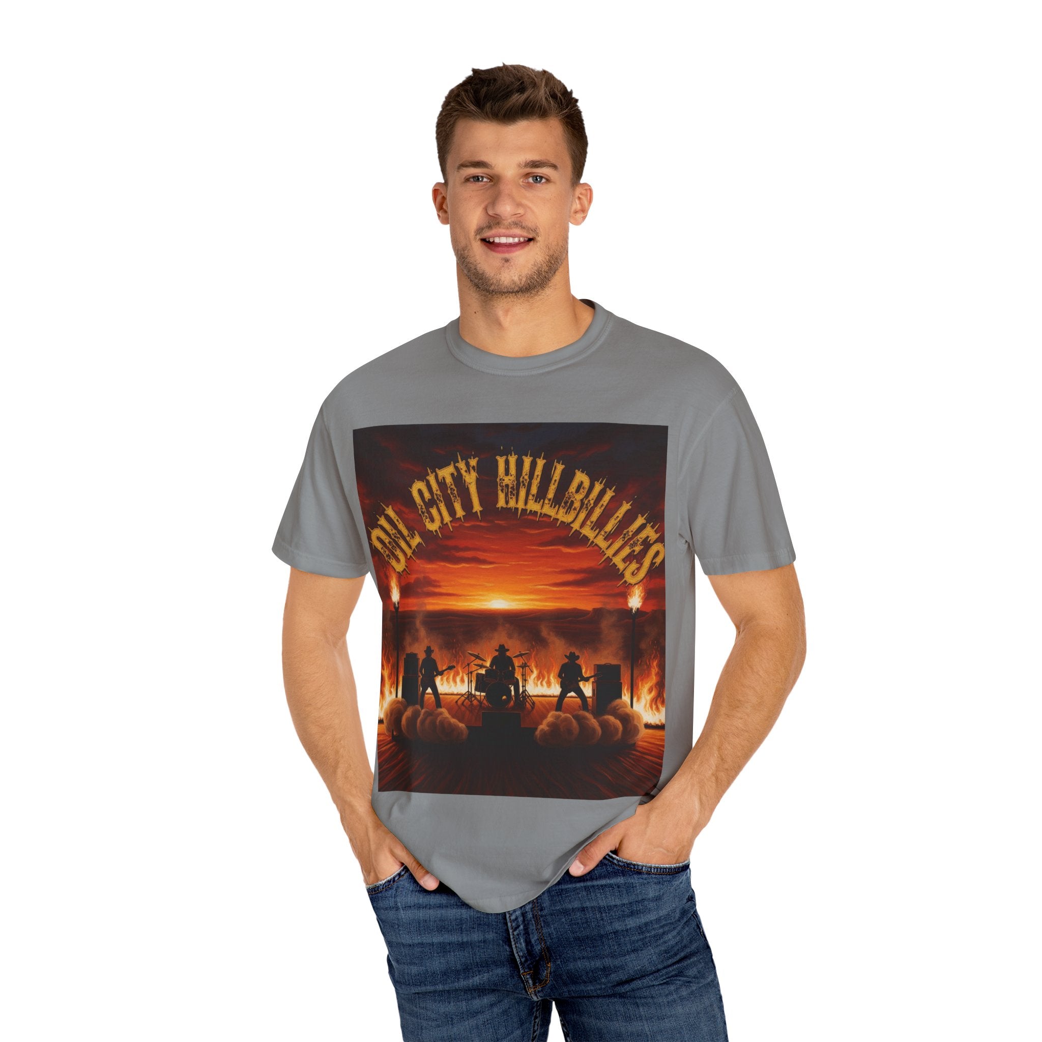 Oil City Hillbillies Sunset Vibe Unisex Tee – Summer Shirt, Festival Fashion, Vintage Graphic Band Tee, Edgy Southern Streetwear