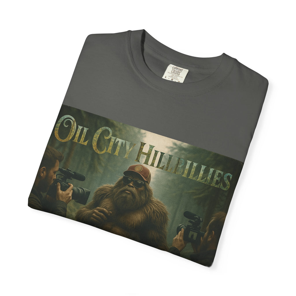 Oil City Hillbillies Unisex T-Shirt, Vintage Style Tee, Bigfoot Humor, Casual Wear, Gift for Nature Lovers, Fun Weekend Shirt