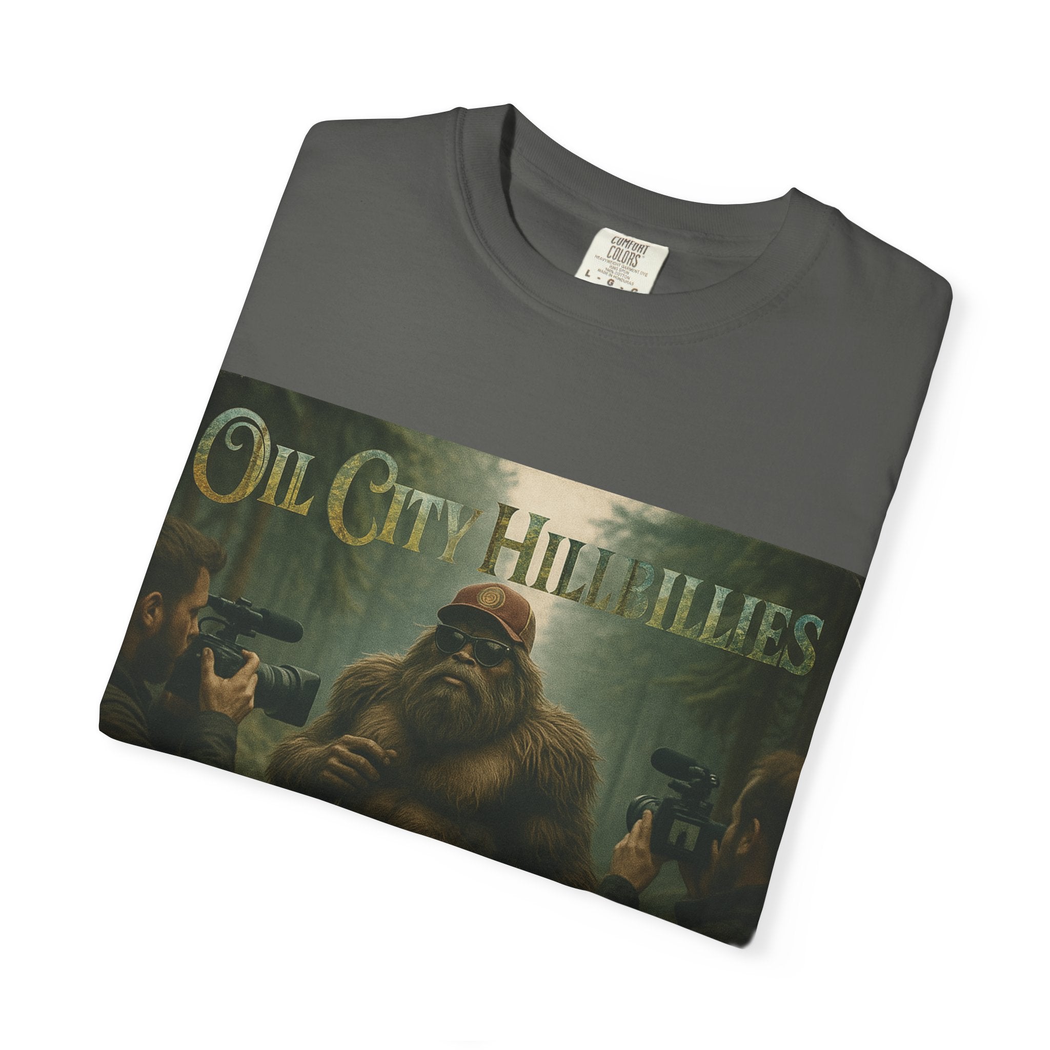Oil City Hillbillies Unisex T-Shirt, Vintage Style Tee, Bigfoot Humor, Casual Wear, Gift for Nature Lovers, Fun Weekend Shirt