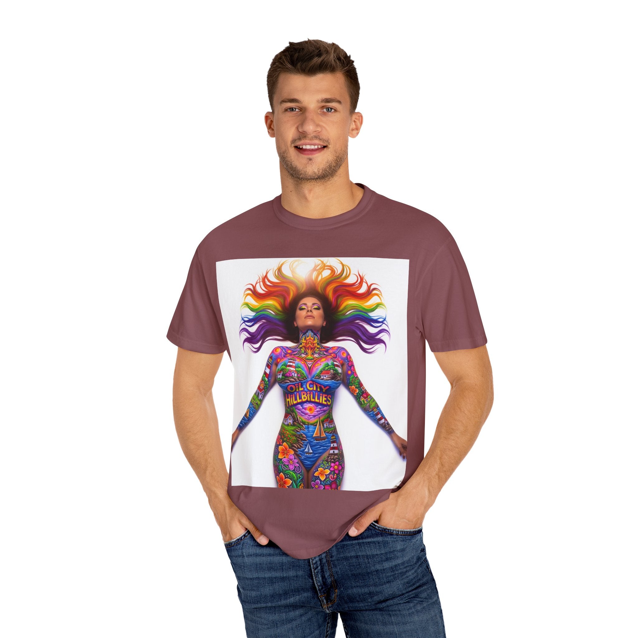 Oil City Hillbillies Full Body Art – Colorful Empowerment T-Shirt, Vibrant Art Tee, Unisex Graphic Shirt, Festival Wear, Pride Apparel, Gift for Artists