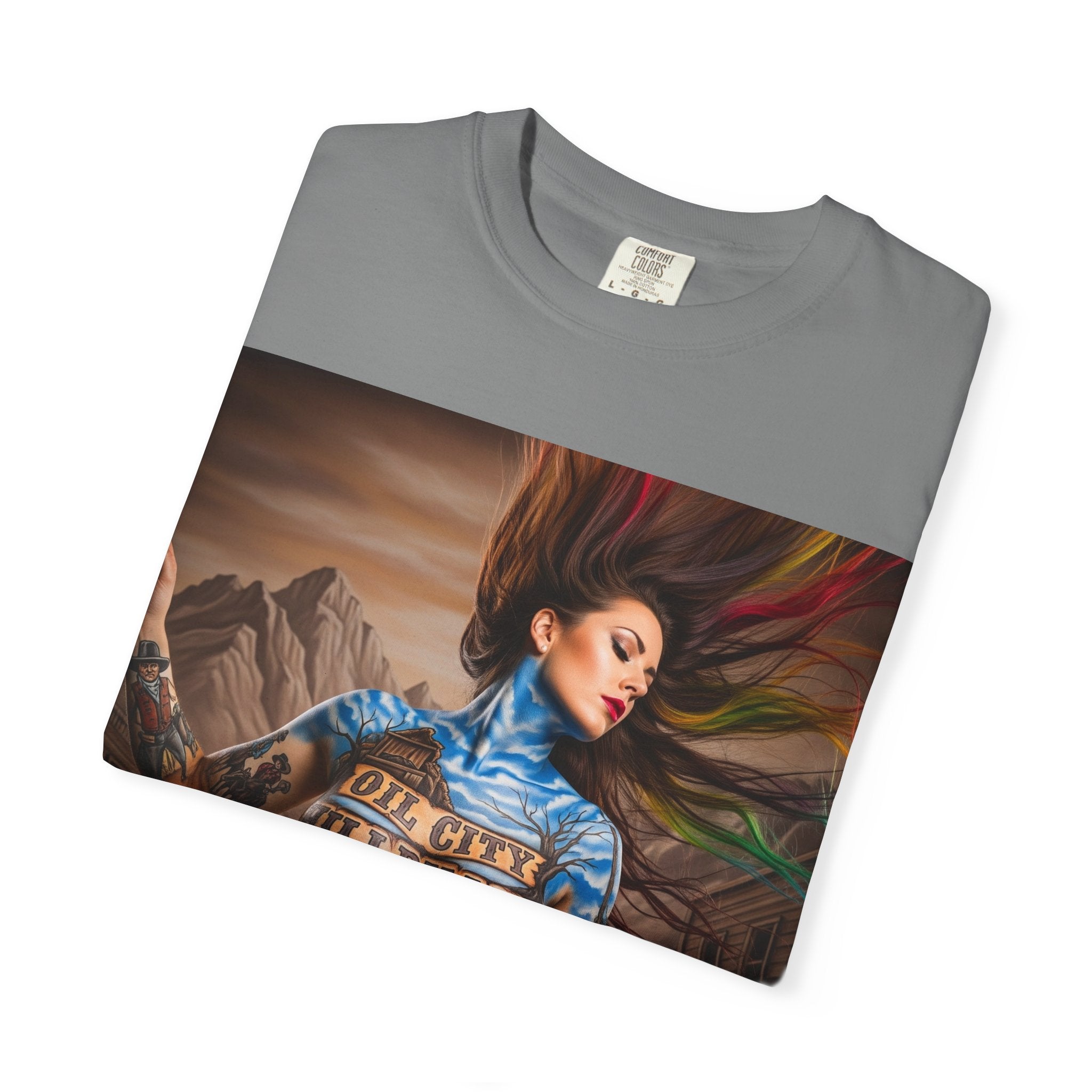 Garment-Dyed Oil City Hillbillies Tee Inspired by Southern Roots and Backwoods Culture, Bohemian T-shirt for Music Festivals, Artistic Outlaw Fashion Statement, Perfect Gift for Fans