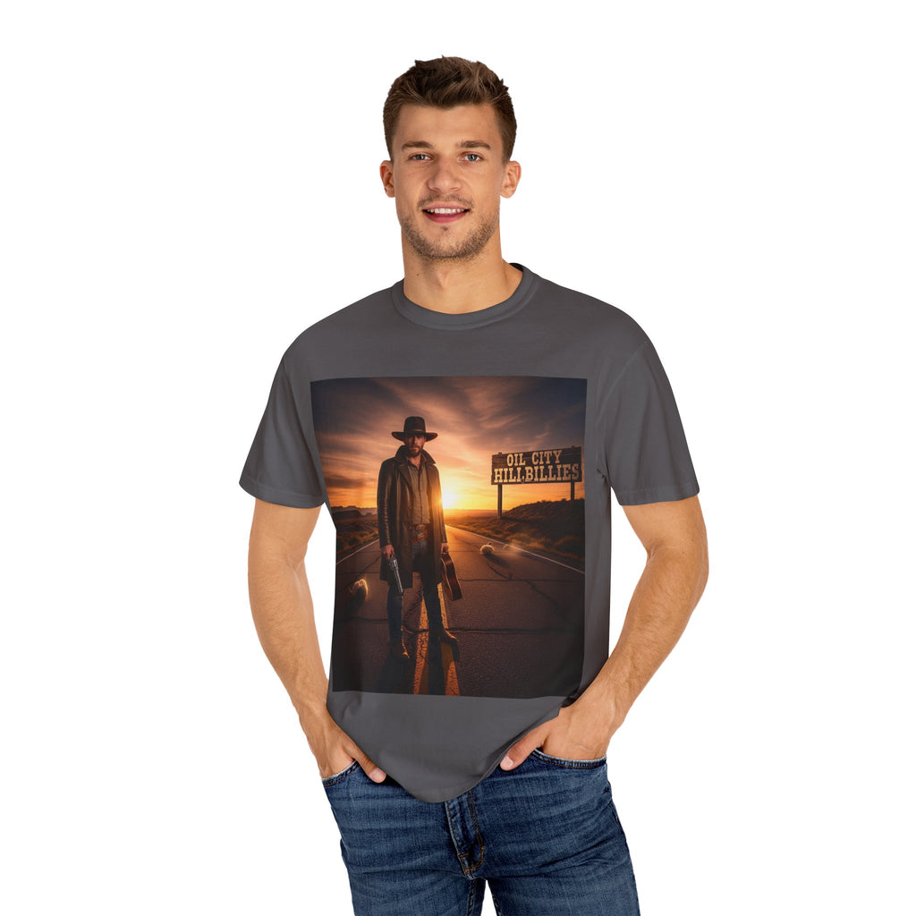 OCH Sunset Cowboy Graphic T-Shirt – Western Style Tee, Gift for Outlaw Country Fans, Casual Wear, Adventure Apparel, Unisex Fashion