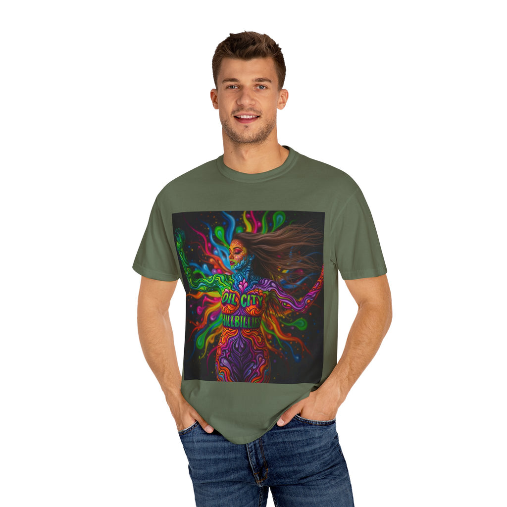 Garment-Dyed Oil City Hillbillies Tee Inspired by Southern Roots and Backwoods Culture, Bohemian T-shirt for Music Festivals, Artistic Outlaw Fashion Statement, Perfect Gift for Fans