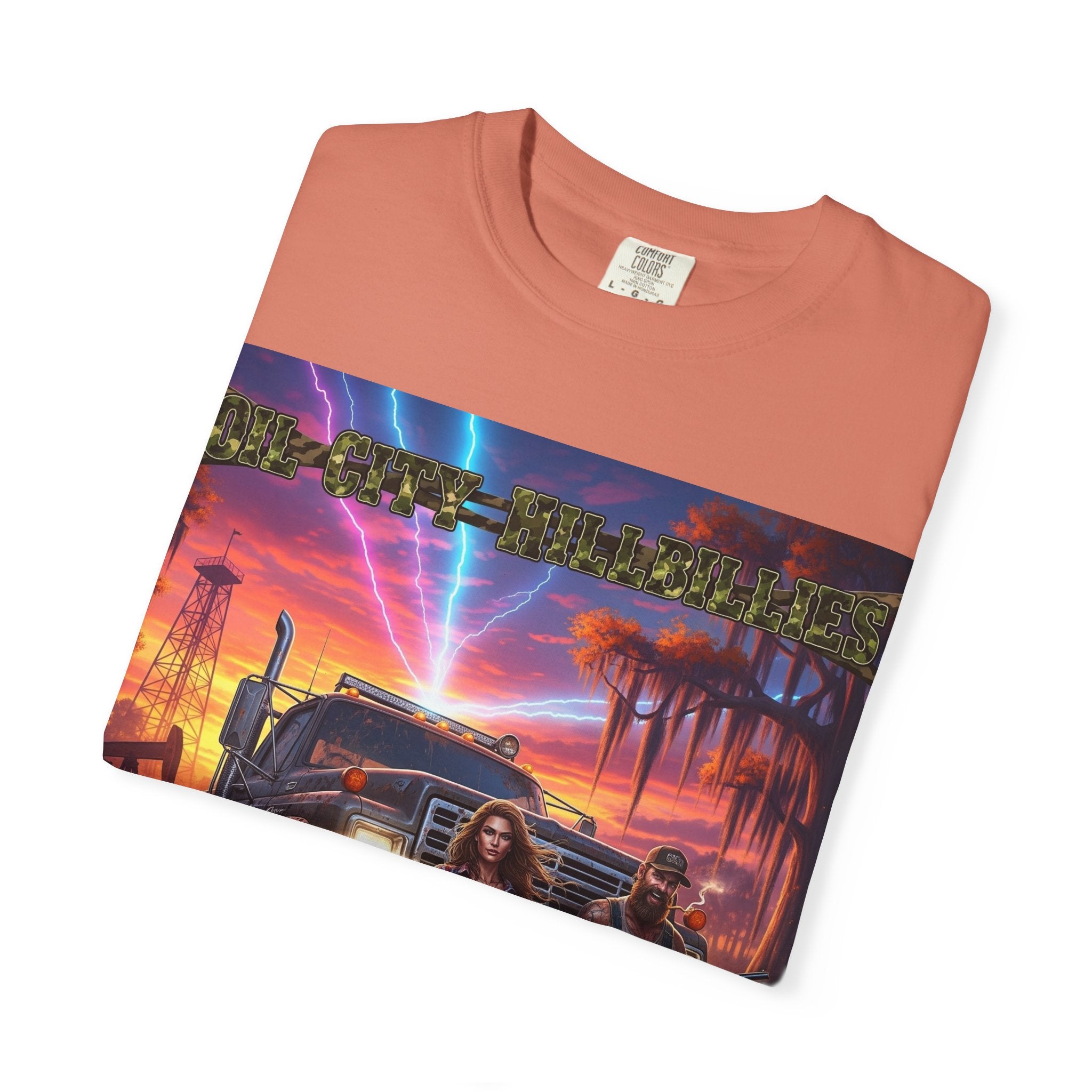 Oil City Hillbillies Adventurous Graphic T-Shirt – Fun Gift for Outdoor Lovers, Summer Vibes, Unisex Casual Wear, Adventure Shirt, Retro Band Tee