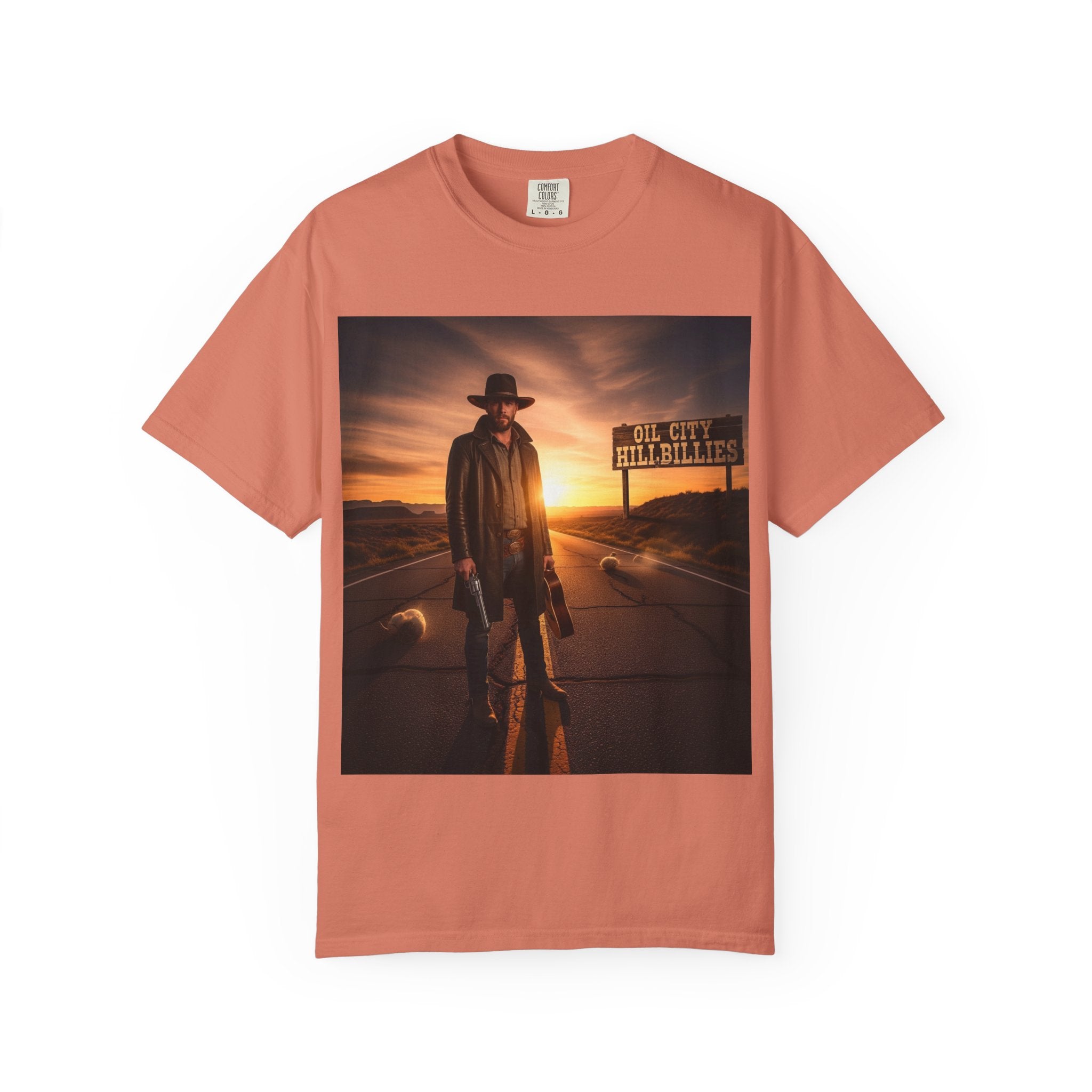 OCH Sunset Cowboy Graphic T-Shirt – Western Style Tee, Gift for Outlaw Country Fans, Casual Wear, Adventure Apparel, Unisex Fashion