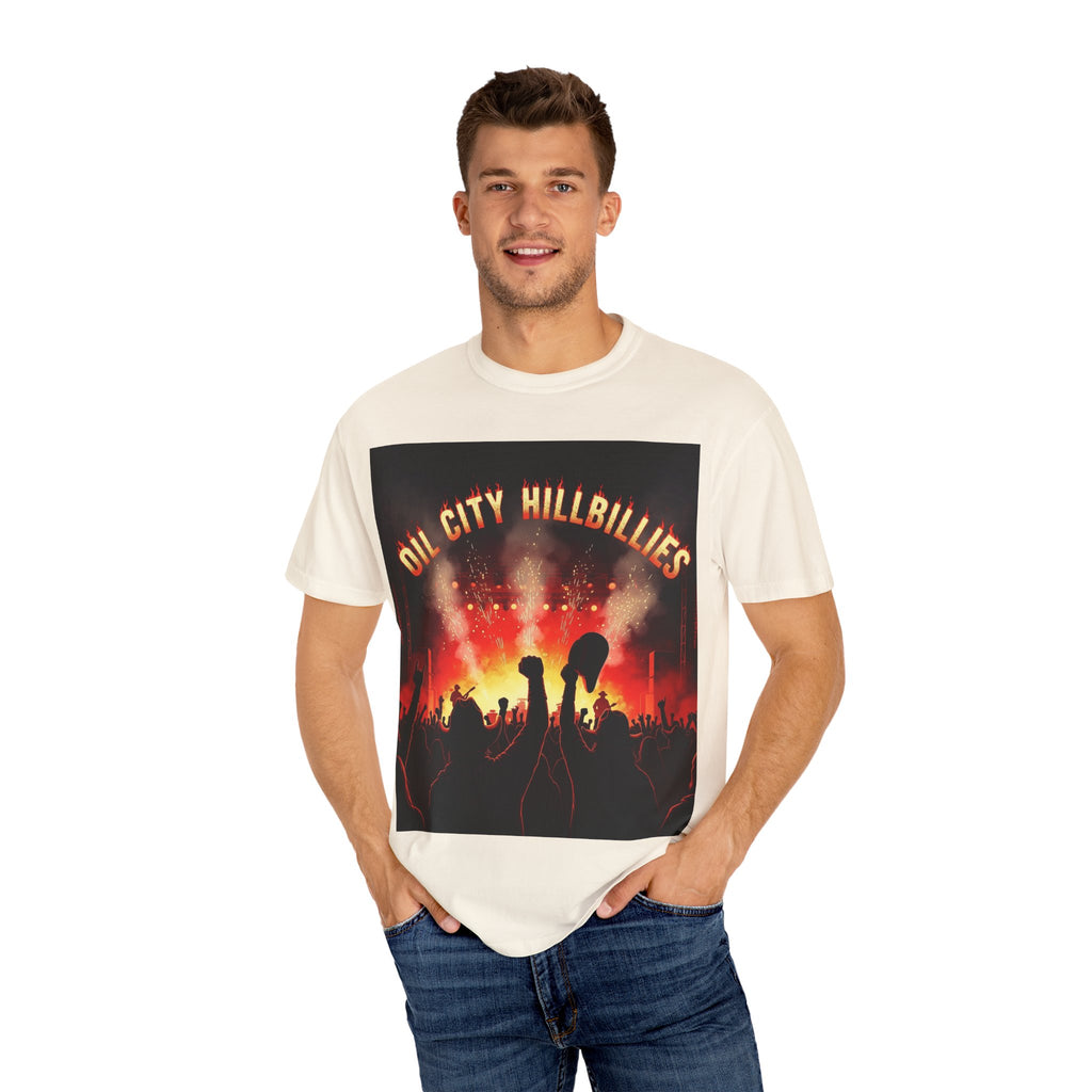Oil City Hillbillies Concert Tee – Unisex Garment-Dyed T-Shirt, Music Festival Shirt, Country Music Lover Gift, Retro Graphic Band Tee, Southern Outlaw Merch