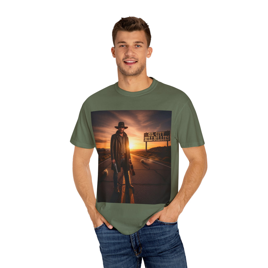 OCH Sunset Cowboy Graphic T-Shirt – Western Style Tee, Gift for Outlaw Country Fans, Casual Wear, Adventure Apparel, Unisex Fashion