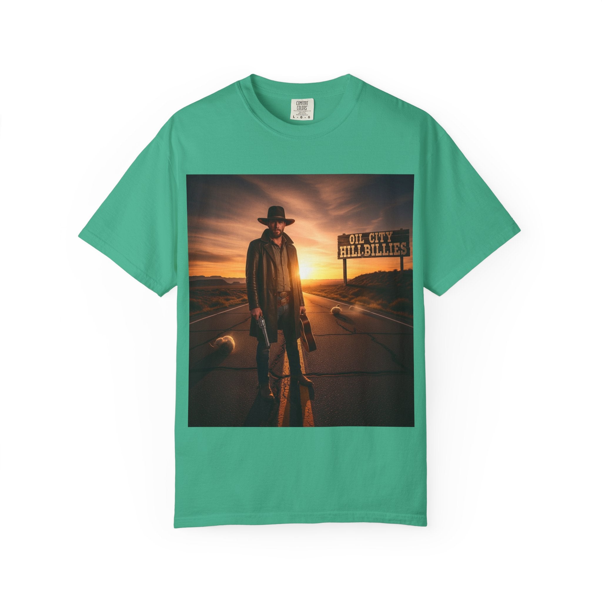 OCH Sunset Cowboy Graphic T-Shirt – Western Style Tee, Gift for Outlaw Country Fans, Casual Wear, Adventure Apparel, Unisex Fashion