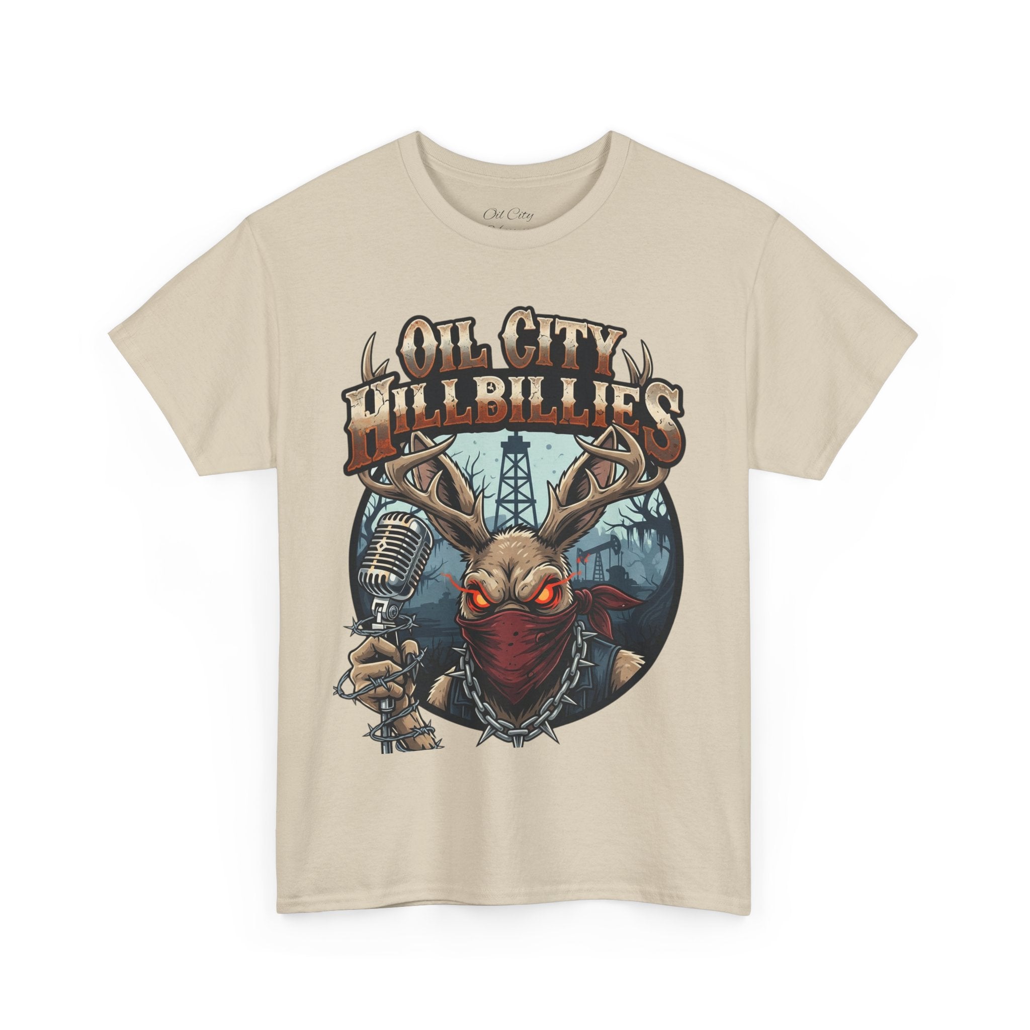 Oil City Hillbillies Unisex Heavy Cotton Tee | Vintage Graphic Tee, Music Festival Shirt, Country Style Apparel, Gift for Him, Casual Wear