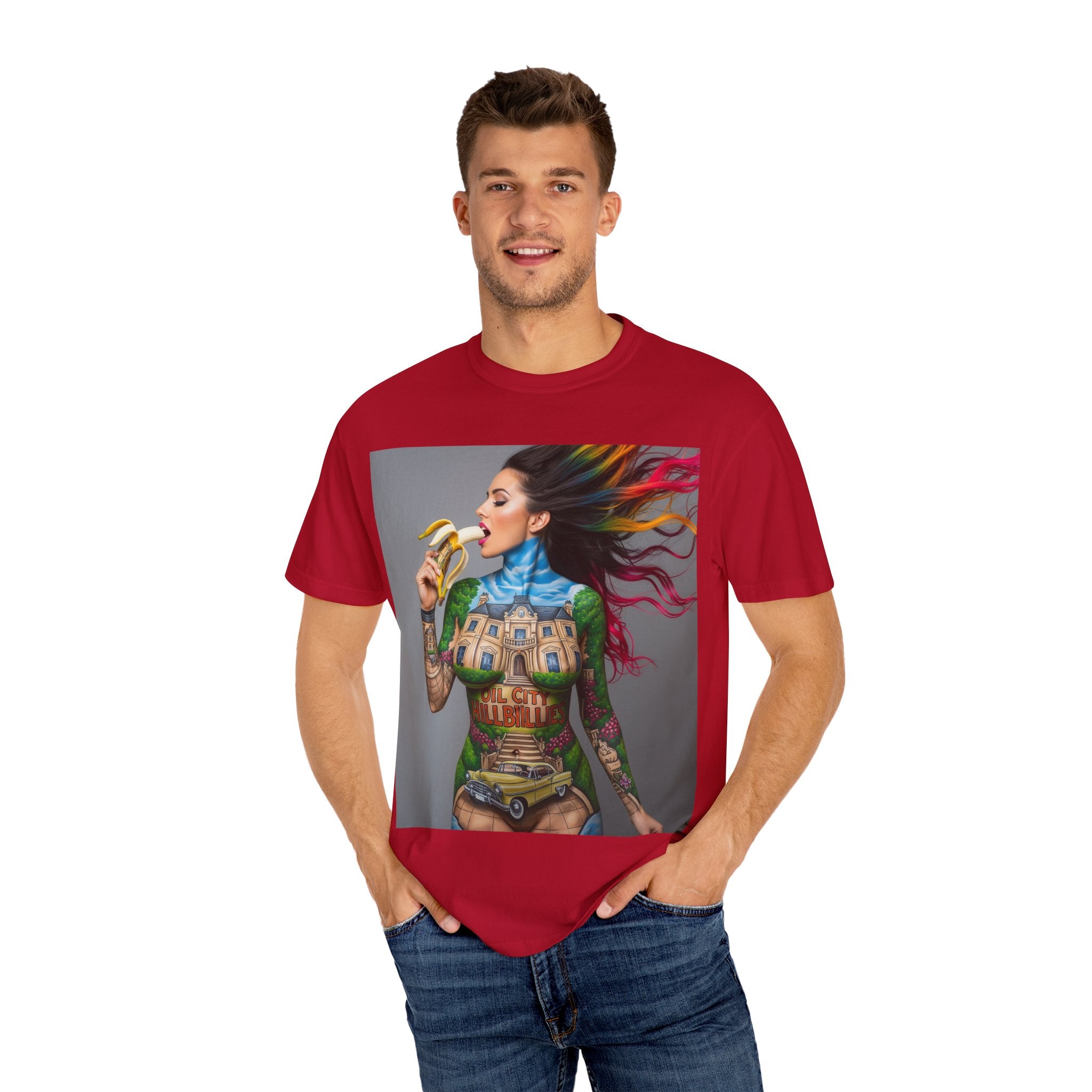 Vibrant Art Tee, Unisex Garment-Dyed T-shirt, Bohemian Style Shirt, Unique Gift, Festival Wear, Artistic Apparel