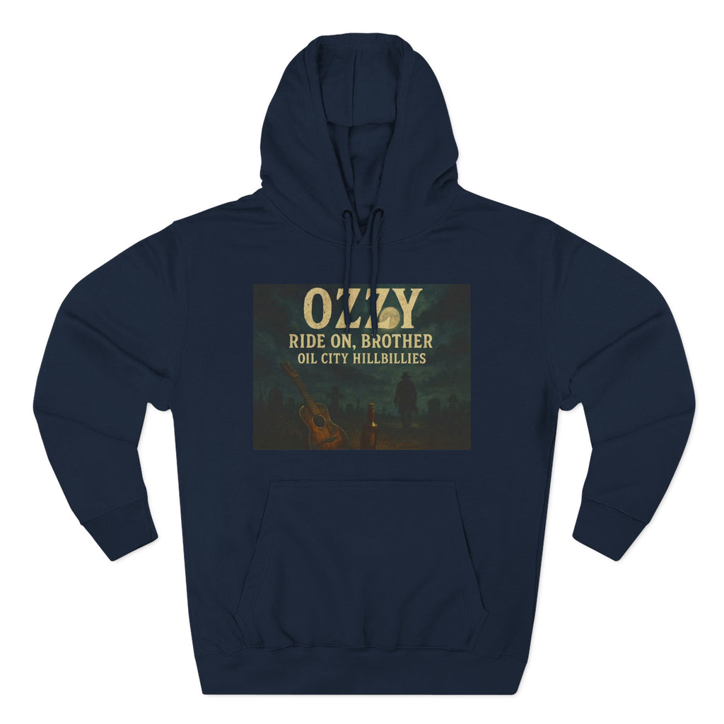Ozzy-Inspired Oil City Hillbillies Three-Panel Fleece Hoodie, Cozy Layer for Music Lovers, Perfect Gift for Concert Goers, Ideal for Casual Outings, Great for Rock & Country Fans