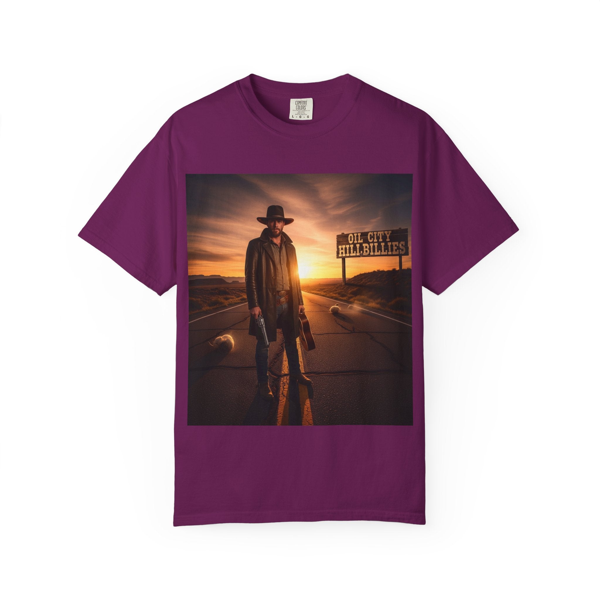 OCH Sunset Cowboy Graphic T-Shirt – Western Style Tee, Gift for Outlaw Country Fans, Casual Wear, Adventure Apparel, Unisex Fashion