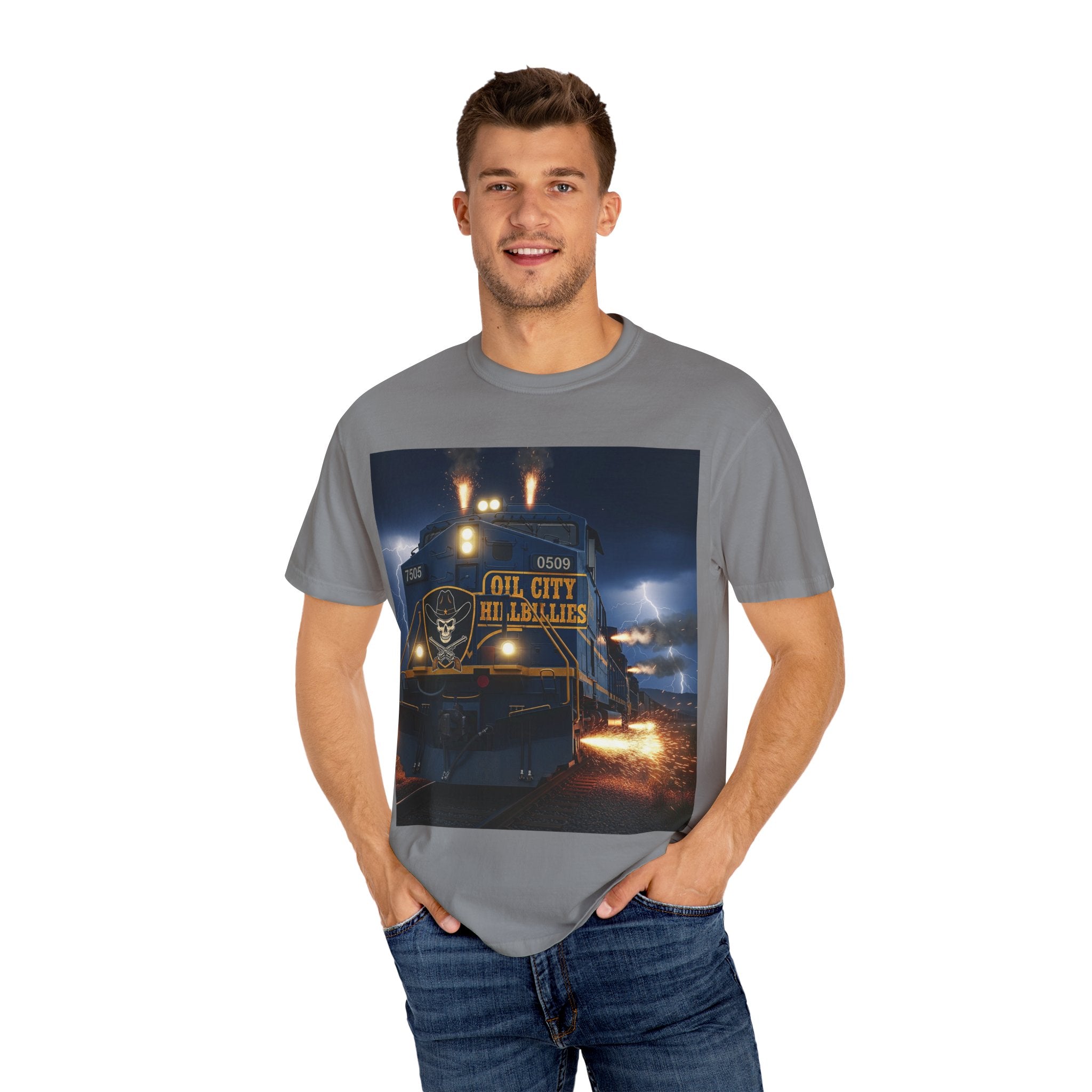 Oil City Hillbillies Unisex Garment-Dyed T-Shirt – Vintage Western Tee, Gift for Outlaw Country Fans, Southern Music Merch, Casual Wear for Band Supporters