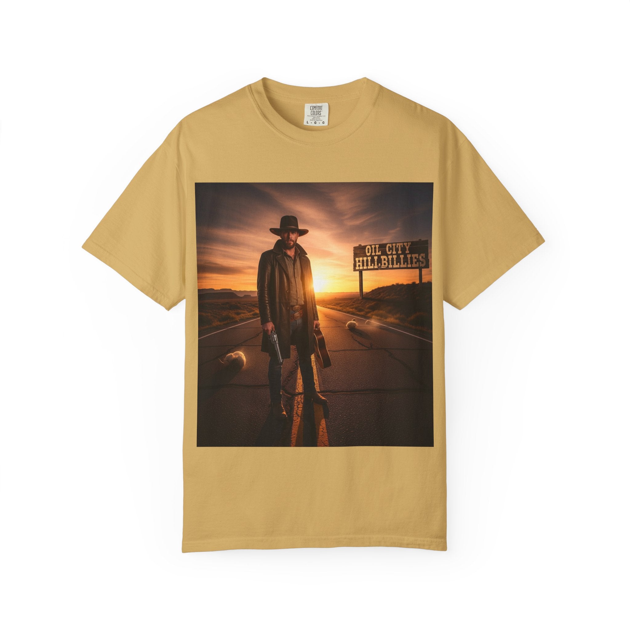 OCH Sunset Cowboy Graphic T-Shirt – Western Style Tee, Gift for Outlaw Country Fans, Casual Wear, Adventure Apparel, Unisex Fashion