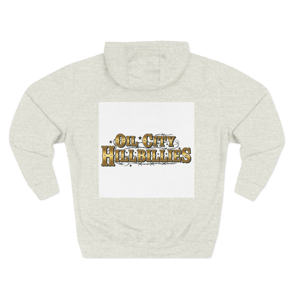 Ozzy-Inspired Oil City Hillbillies Three-Panel Fleece Hoodie, Cozy Layer for Music Lovers, Perfect Gift for Concert Goers, Ideal for Casual Outings, Great for Rock & Country Fans
