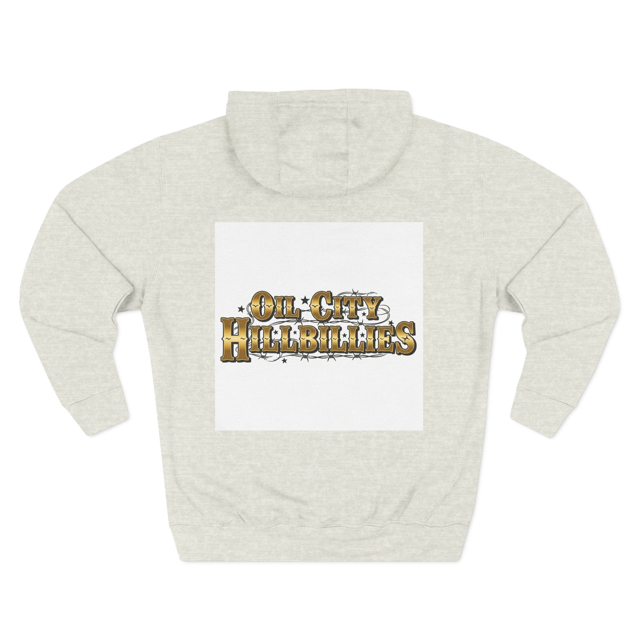 Ozzy-Inspired Oil City Hillbillies Three-Panel Fleece Hoodie, Cozy Layer for Music Lovers, Perfect Gift for Concert Goers, Ideal for Casual Outings, Great for Rock & Country Fans