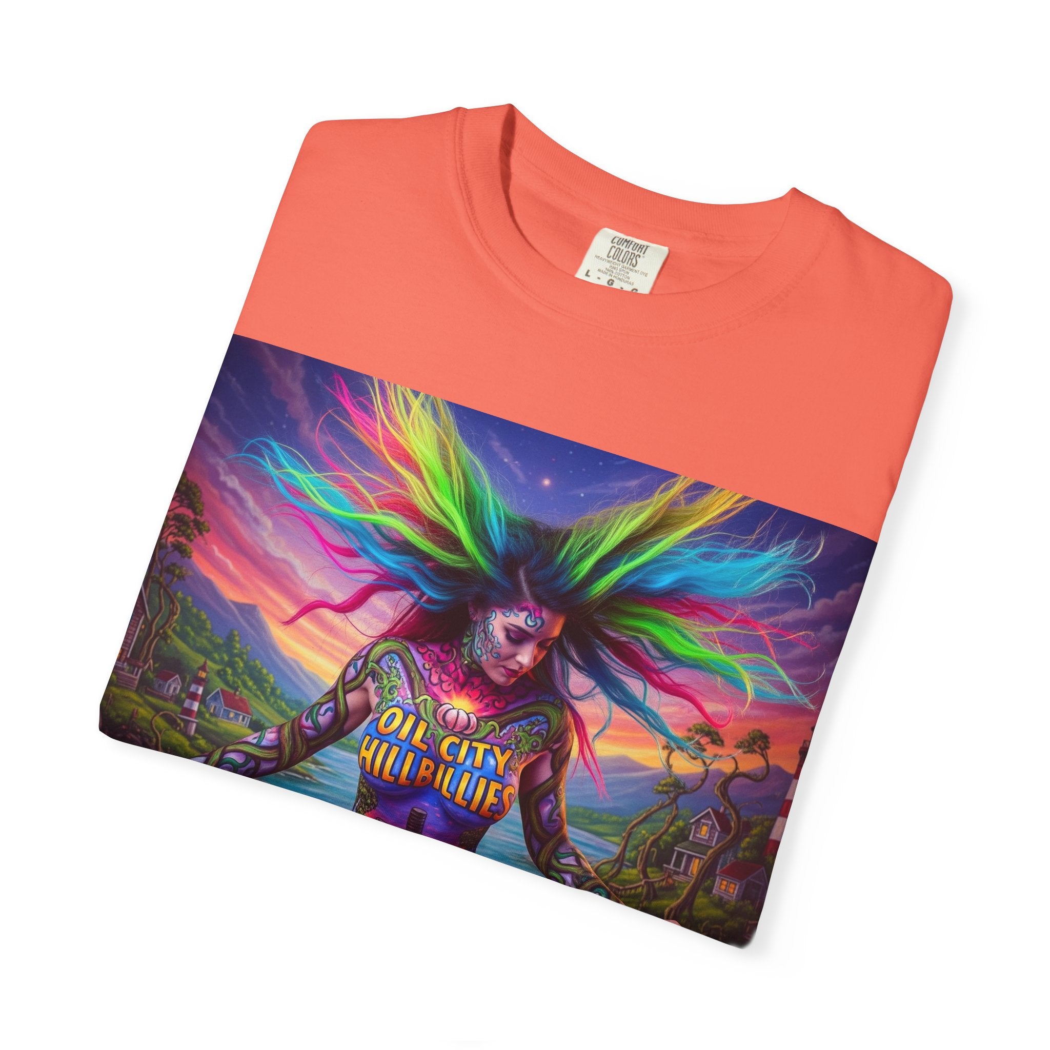 Vibrant Art T-Shirt, Oil City Hillbillies Colorful Graphic Tee, Unisex Gift, Casual Wear, Festival Shirt, Bohemian Style Apparel